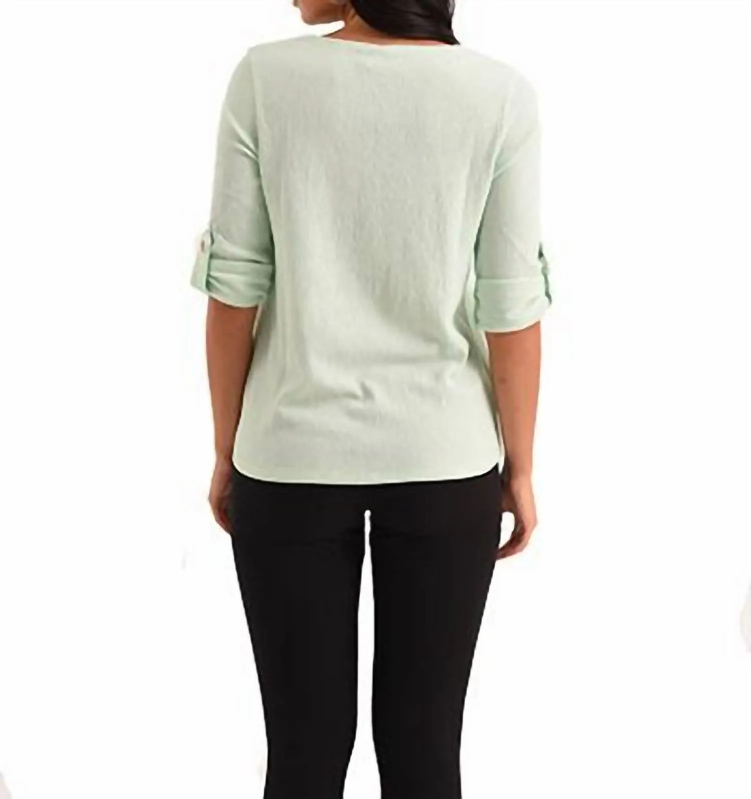 Nina Grommet 3/4 Top In Mint