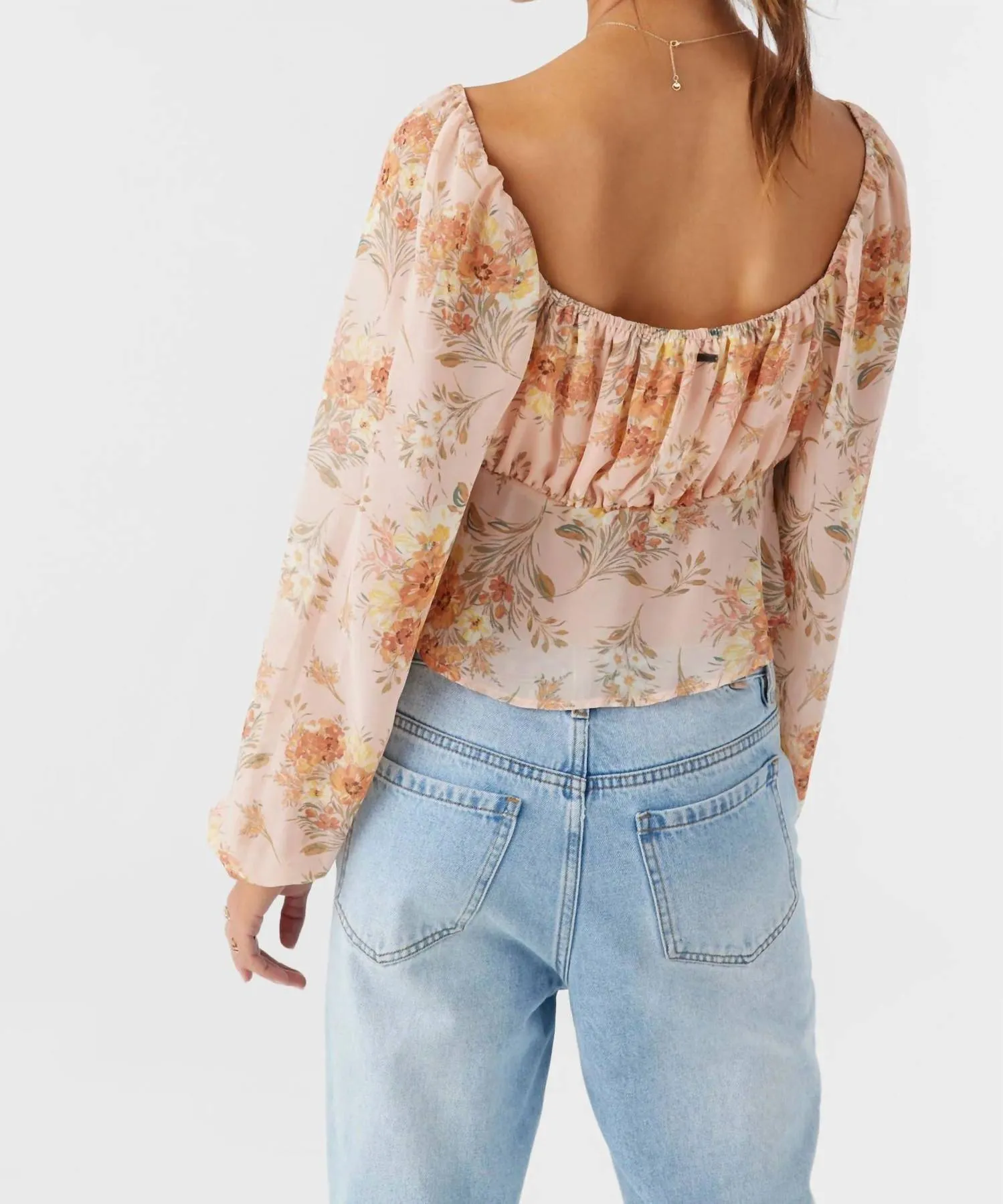Noa Naya Floral Long Sleeve Top In Rose Dust