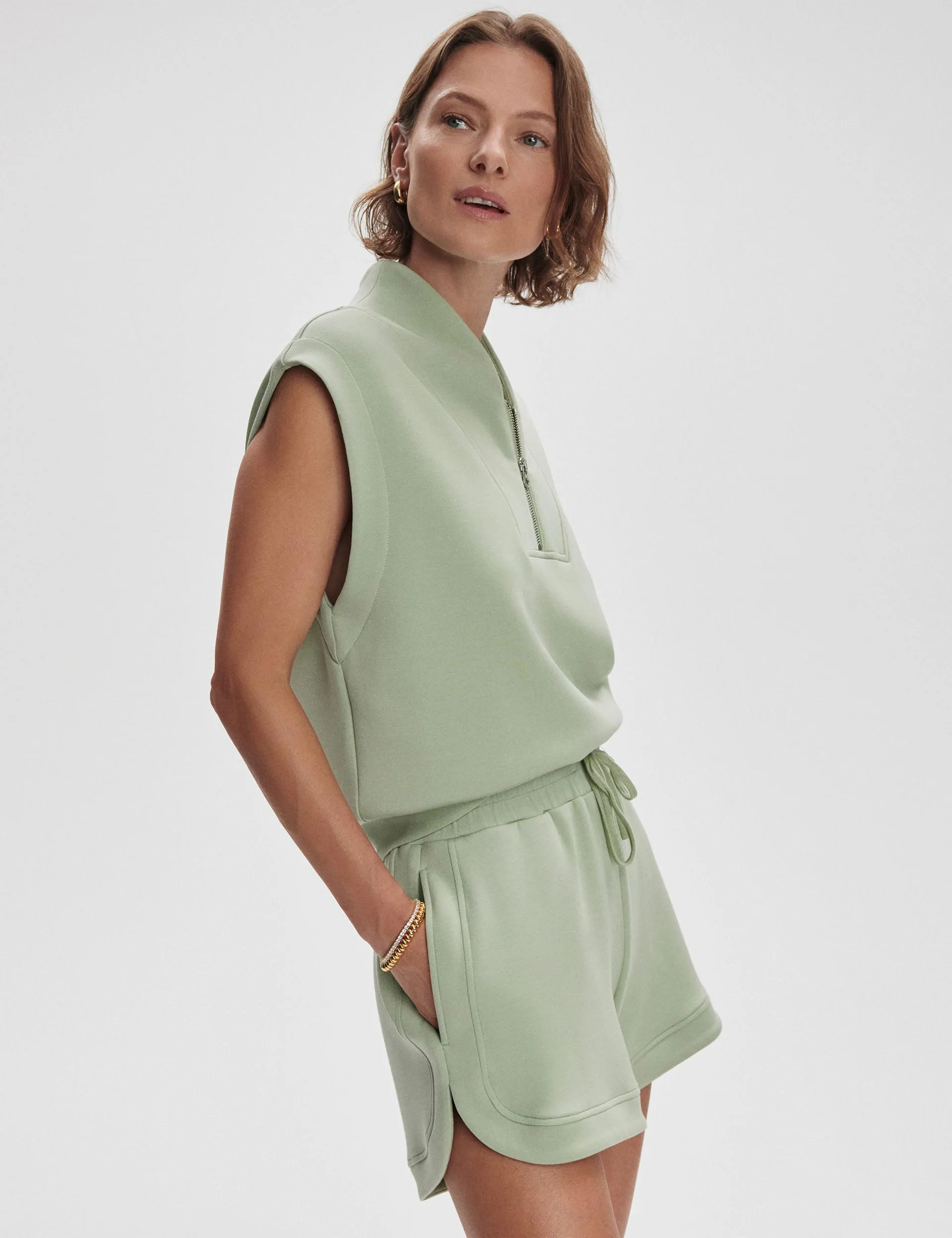 Ollie High Waisted Short 3.5" - Snow Sage