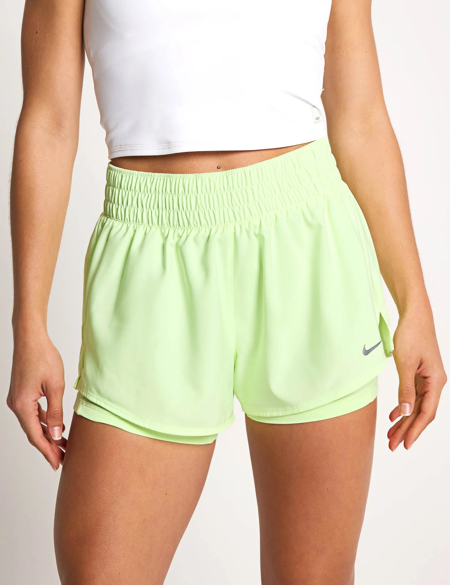 One Dri-FIT Mid-Rise 3" 2-in-1 Shorts - Barely Volt/Reflective Silver