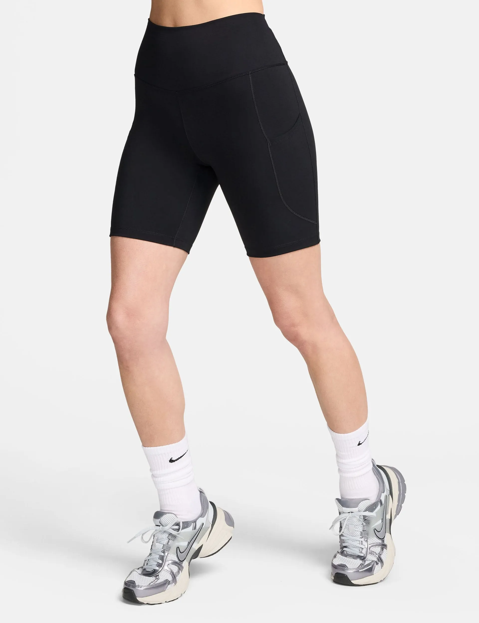 One High Waisted 8" Biker Shorts - Black