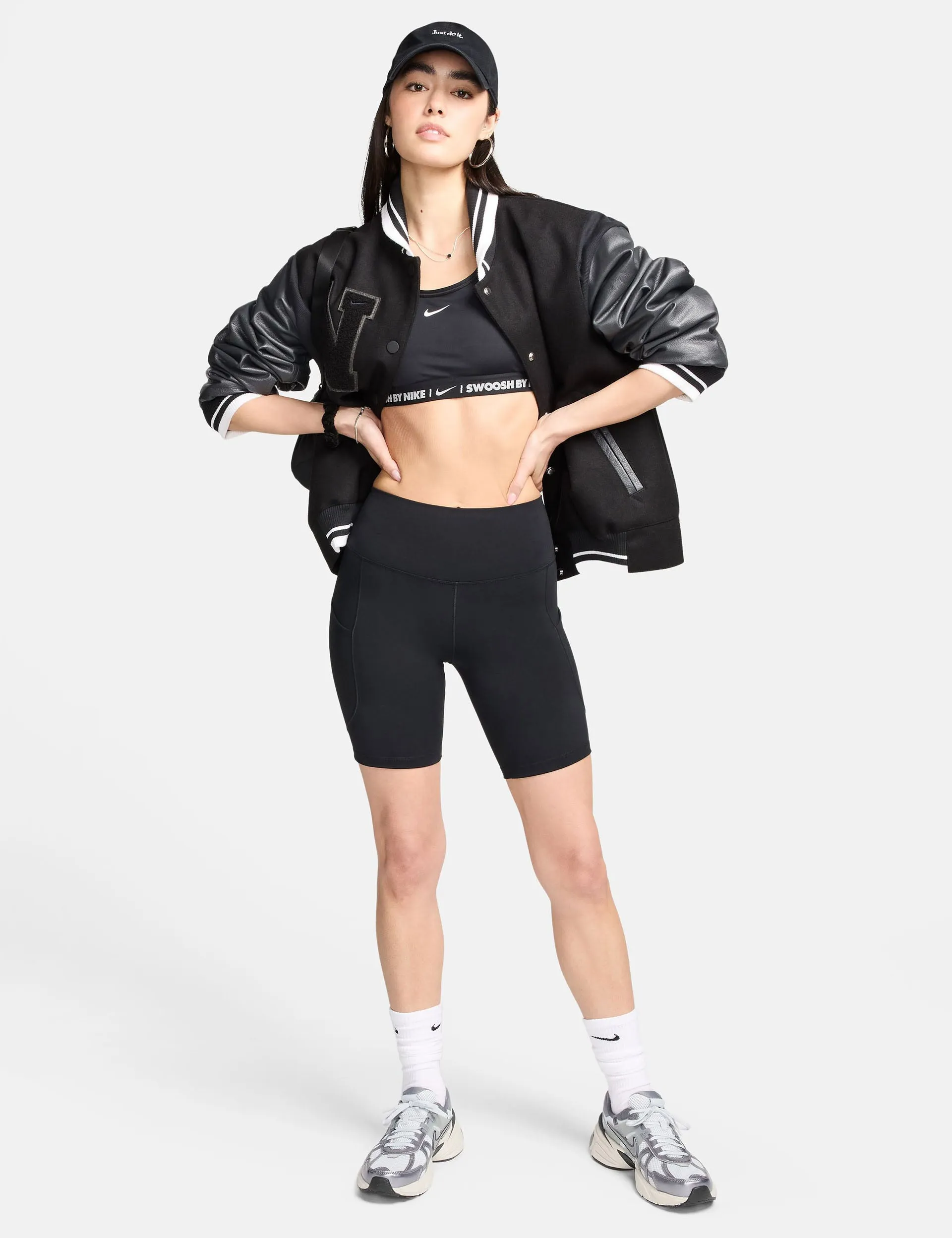 One High Waisted 8" Biker Shorts - Black