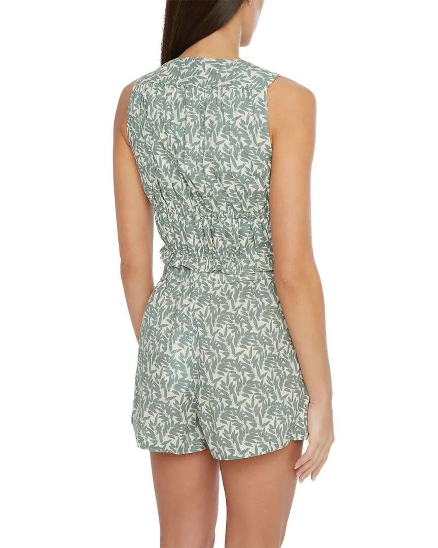 Onia Air Linen-Blend Tie Front Top