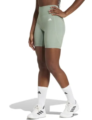 Optime Essentials Stash Pocket 7-Inch Short Leggings - Silver Green/White