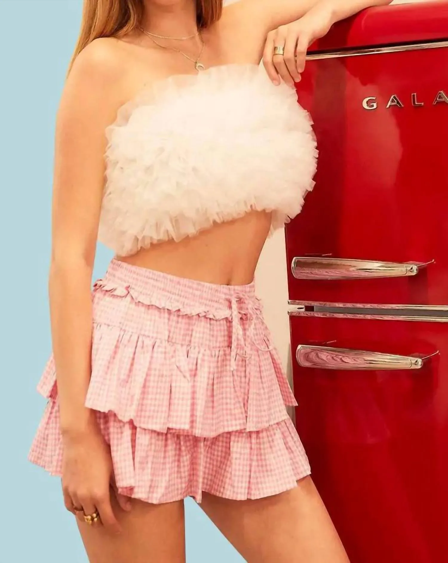 Organza Ruffle Top In Blanc
