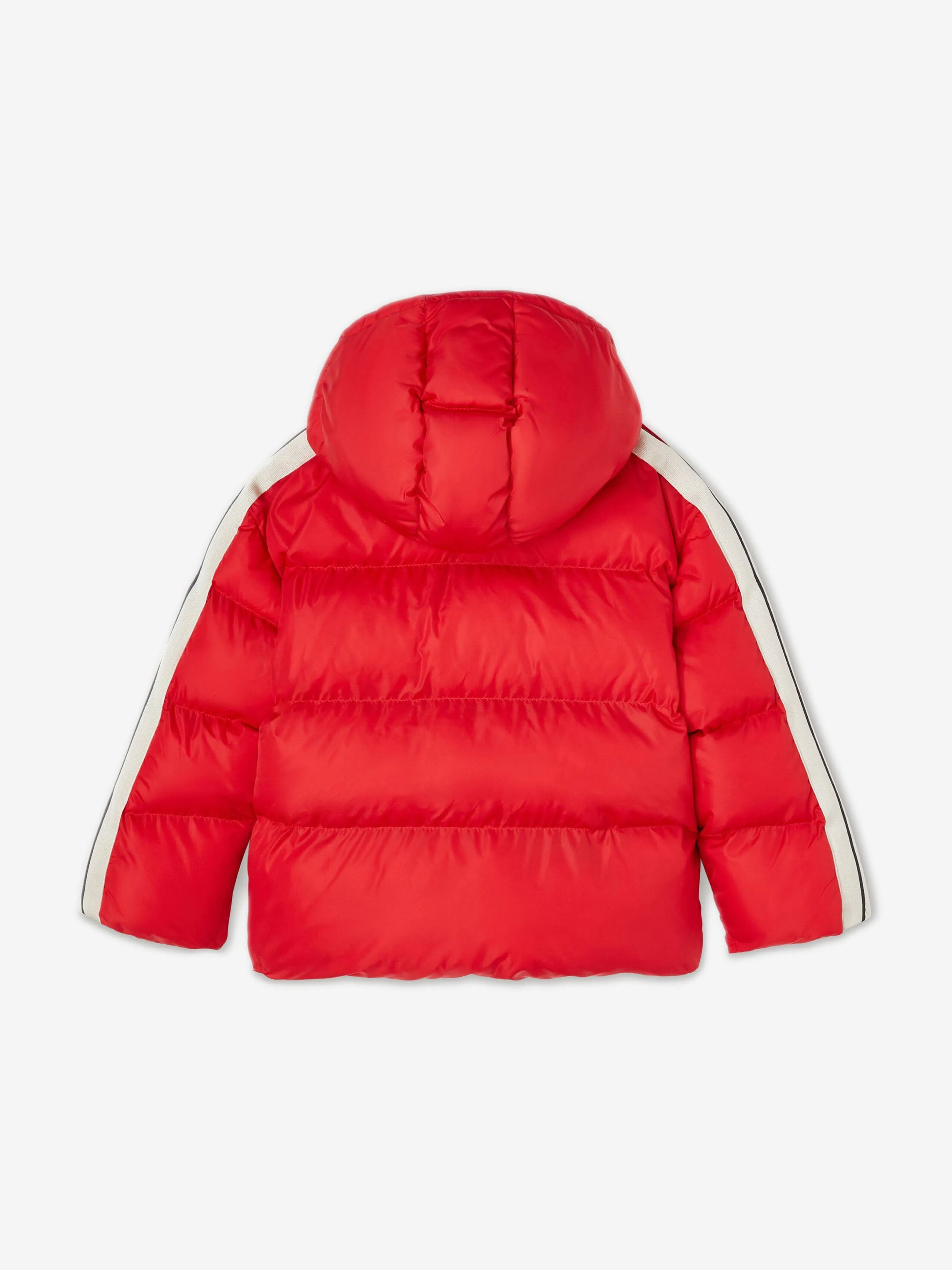 Palm Angels Kids Track Hooded Puffer Jacket in Red