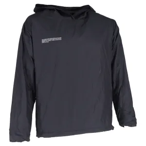 Pangaia Logo Print Hooded Windbreaker Jacket in Black Nylon