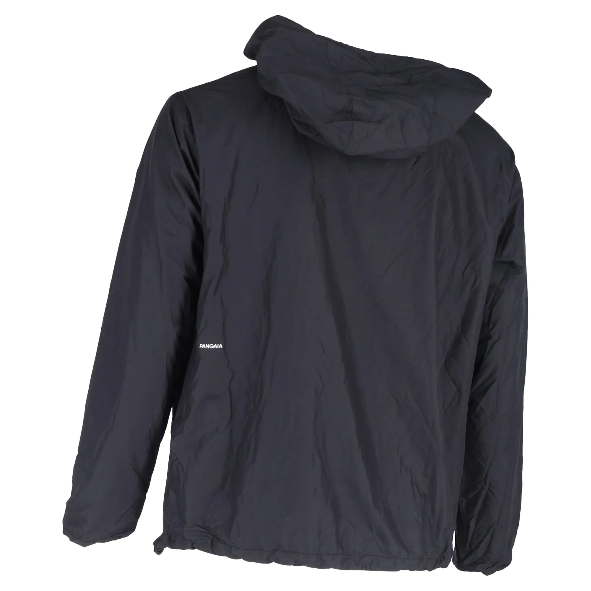 Pangaia Logo Print Hooded Windbreaker Jacket in Black Nylon