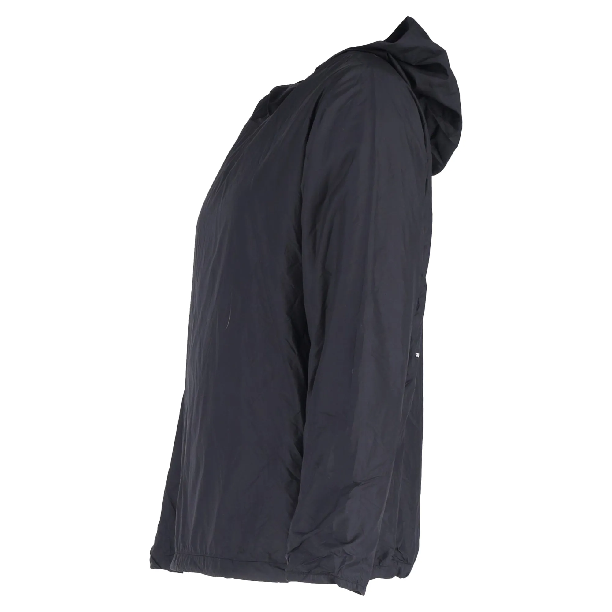 Pangaia Logo Print Hooded Windbreaker Jacket in Black Nylon