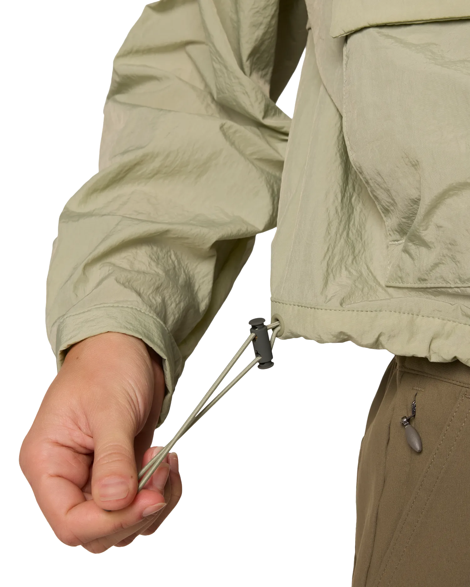 Paracutie Cropped Cargo Windbreaker Jacket in Safari