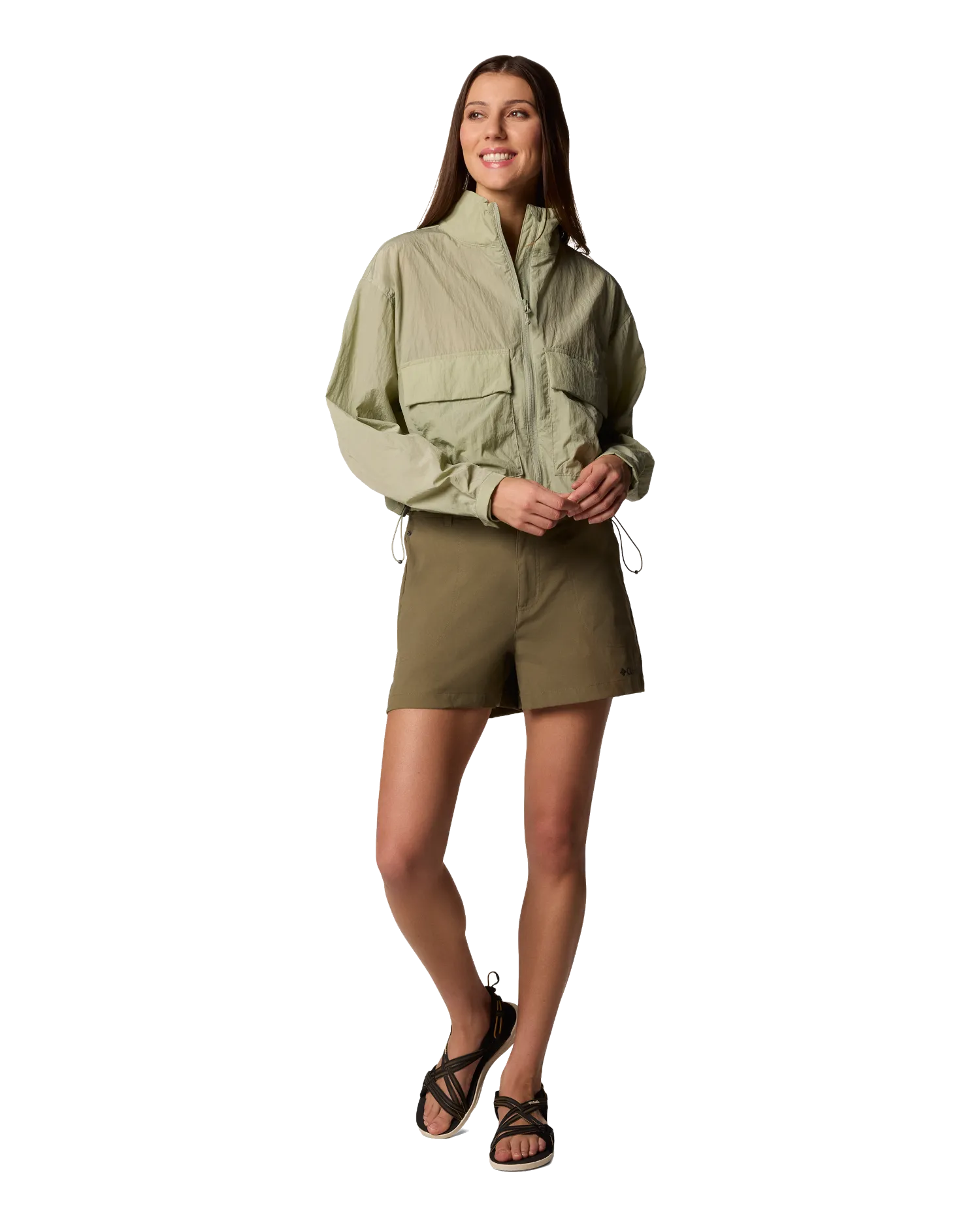 Paracutie Cropped Cargo Windbreaker Jacket in Safari