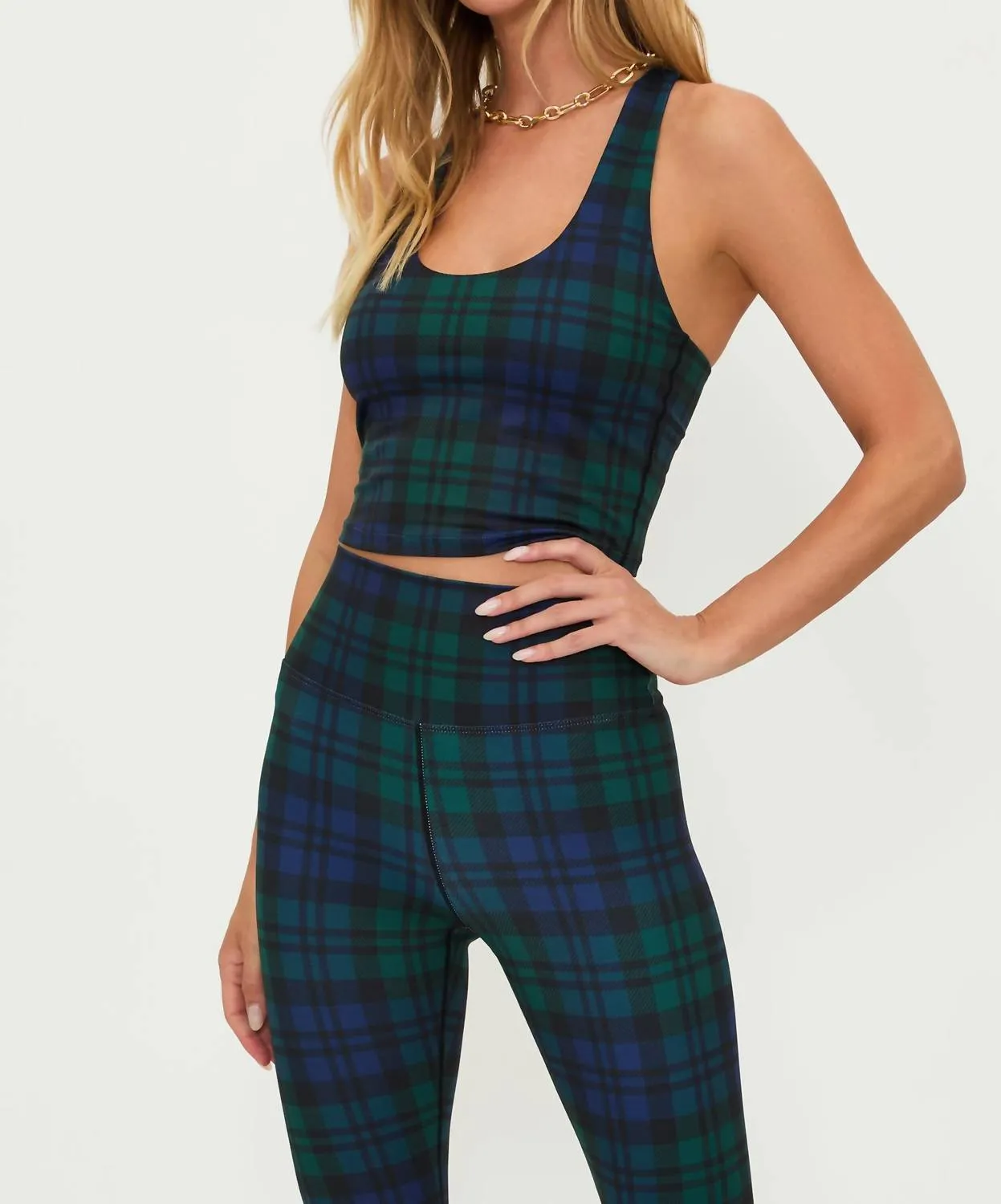 Performance Bra Yara Top In Winter Green Plaid