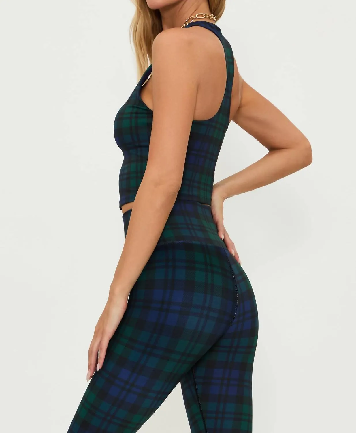 Performance Bra Yara Top In Winter Green Plaid