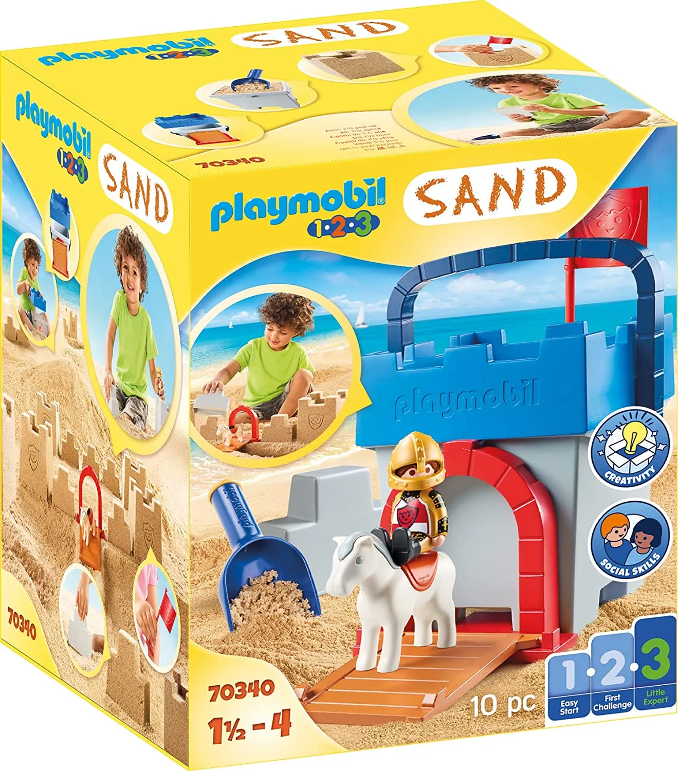Playmobil Toys Playmobil 1.2.3 SAND 70340 Knight's Castle Sand Bucket for Children Ages 3 