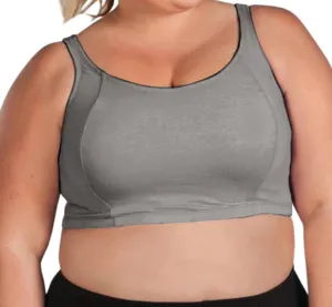 Plus Size Double Layer Sports Bra In Light Grey