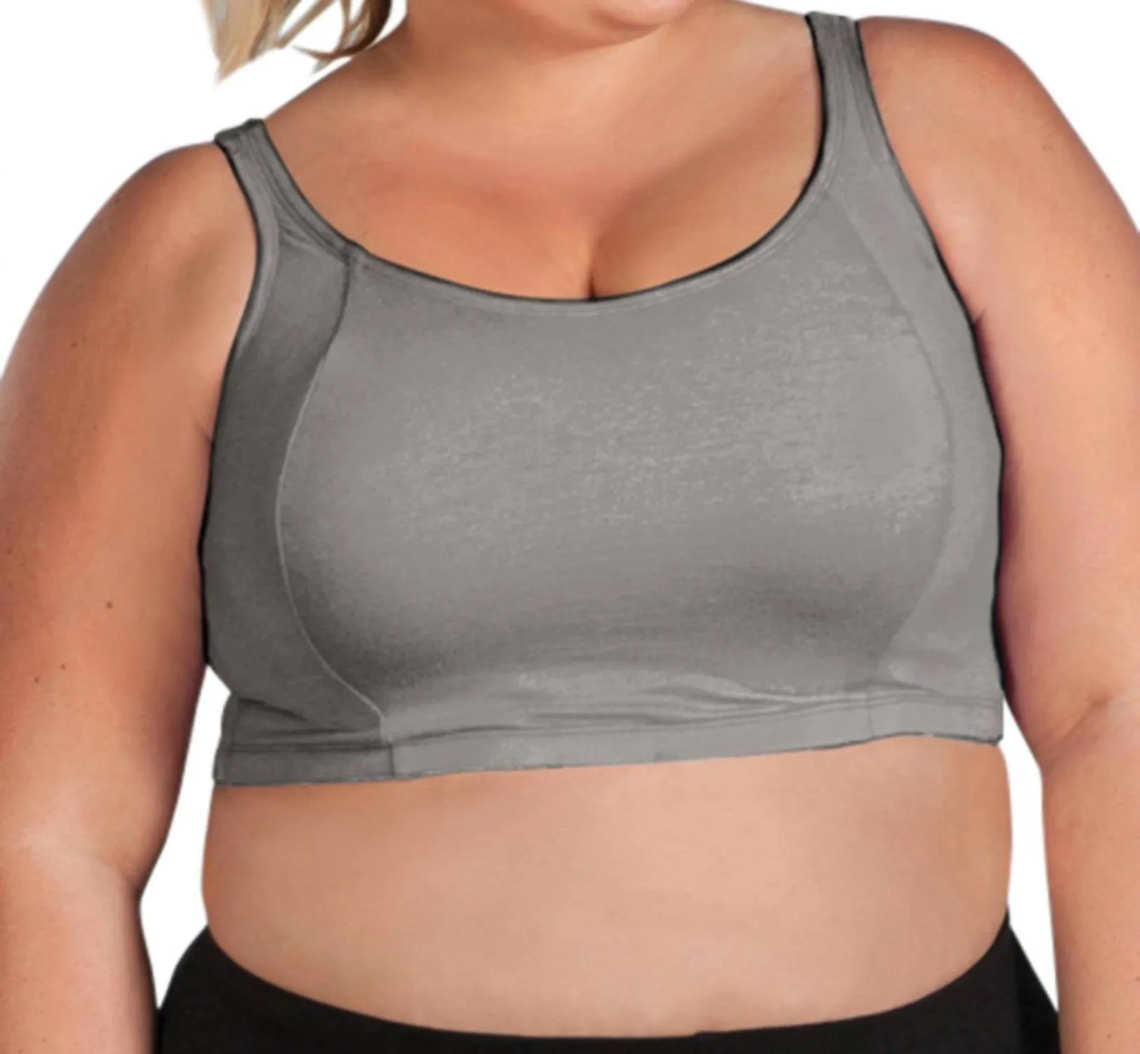 Plus Size Double Layer Sports Bra In Light Grey