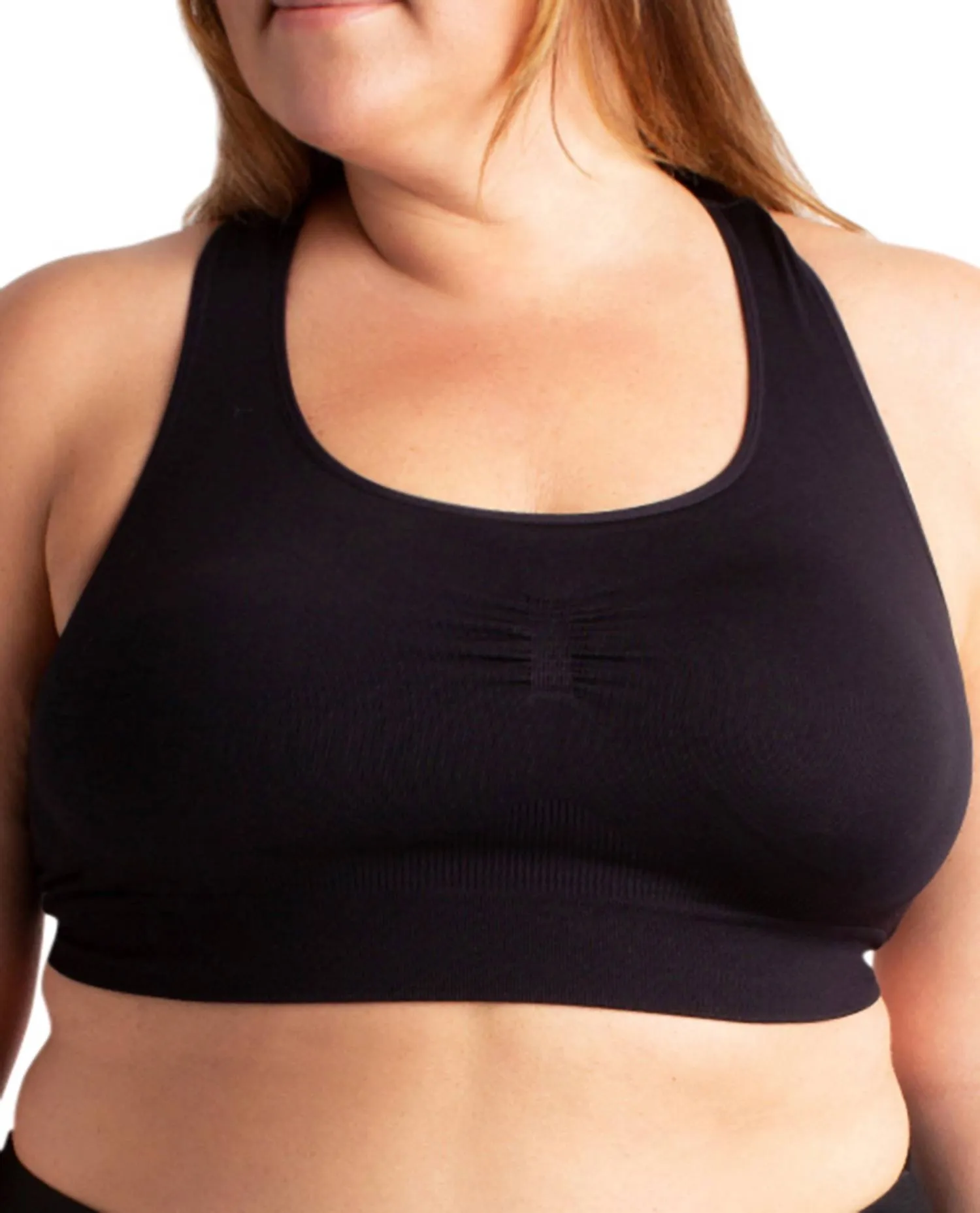 Plus Size Seamless Sports Bra In Black
