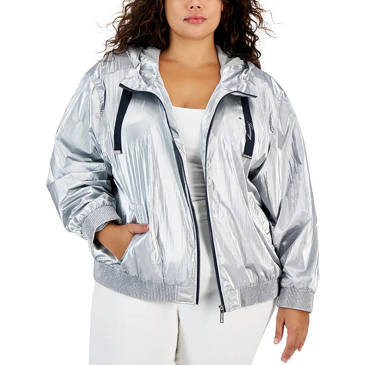 Plus Womens Logo Nylon Windbreaker Jacket