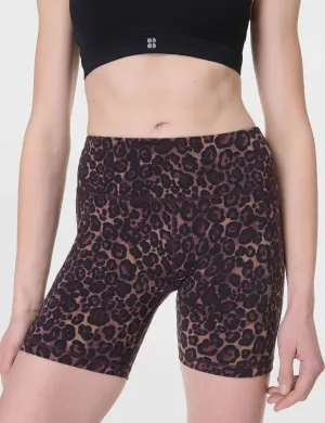 Power 6" Cycling Shorts - Brown Wild Leopard Print