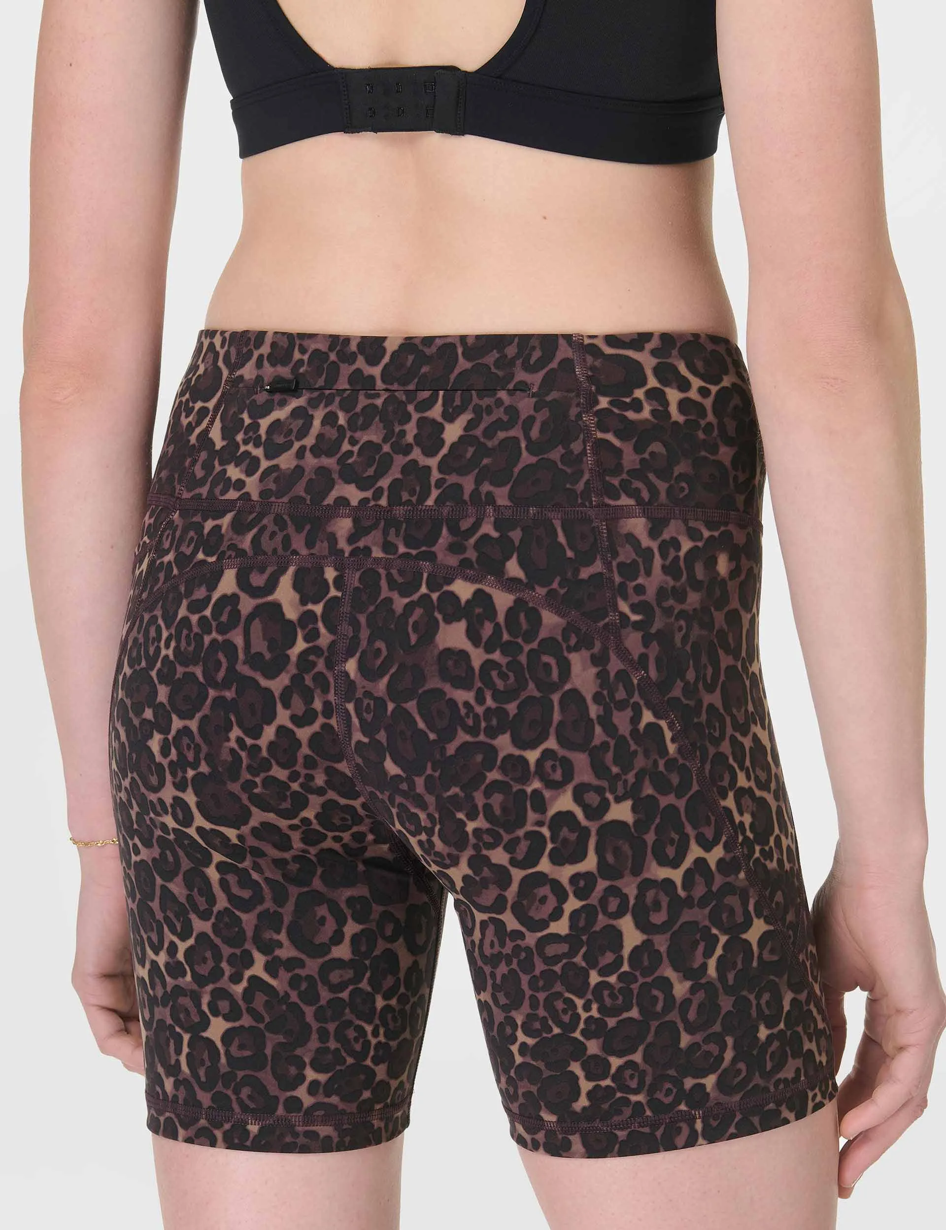 Power 6" Cycling Shorts - Brown Wild Leopard Print
