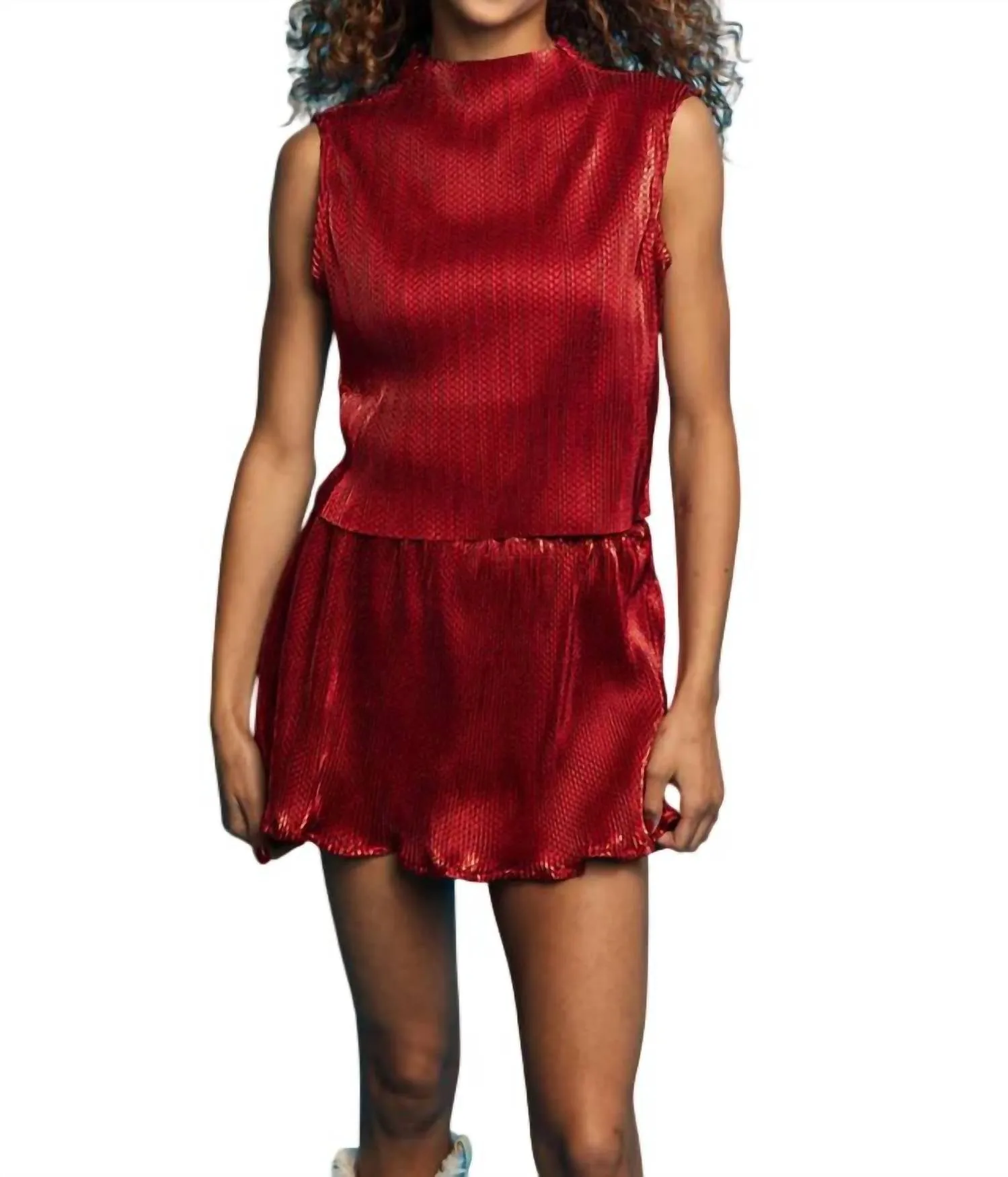 Python High Neck Top In Red