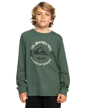 Quiksilver Clothing Boys Circle Logo Long Sleeve T-Shirt in Forest