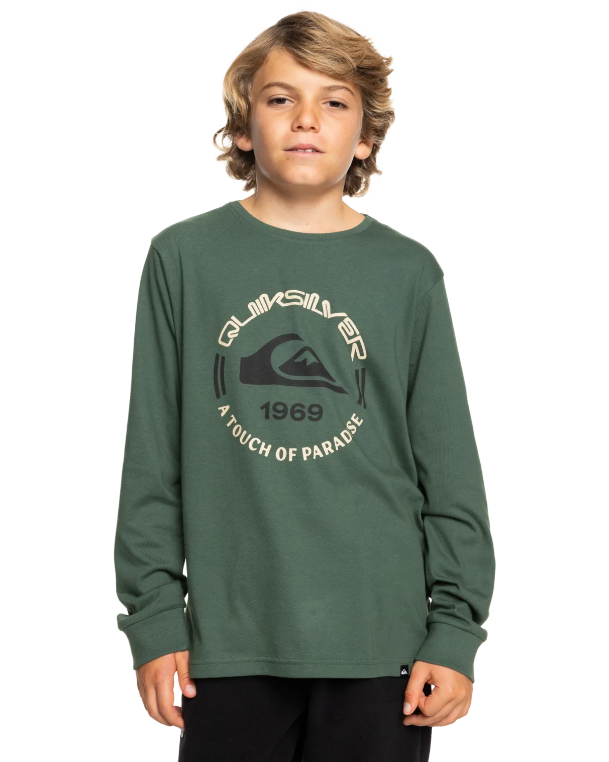Quiksilver Clothing Boys Circle Logo Long Sleeve T-Shirt in Forest