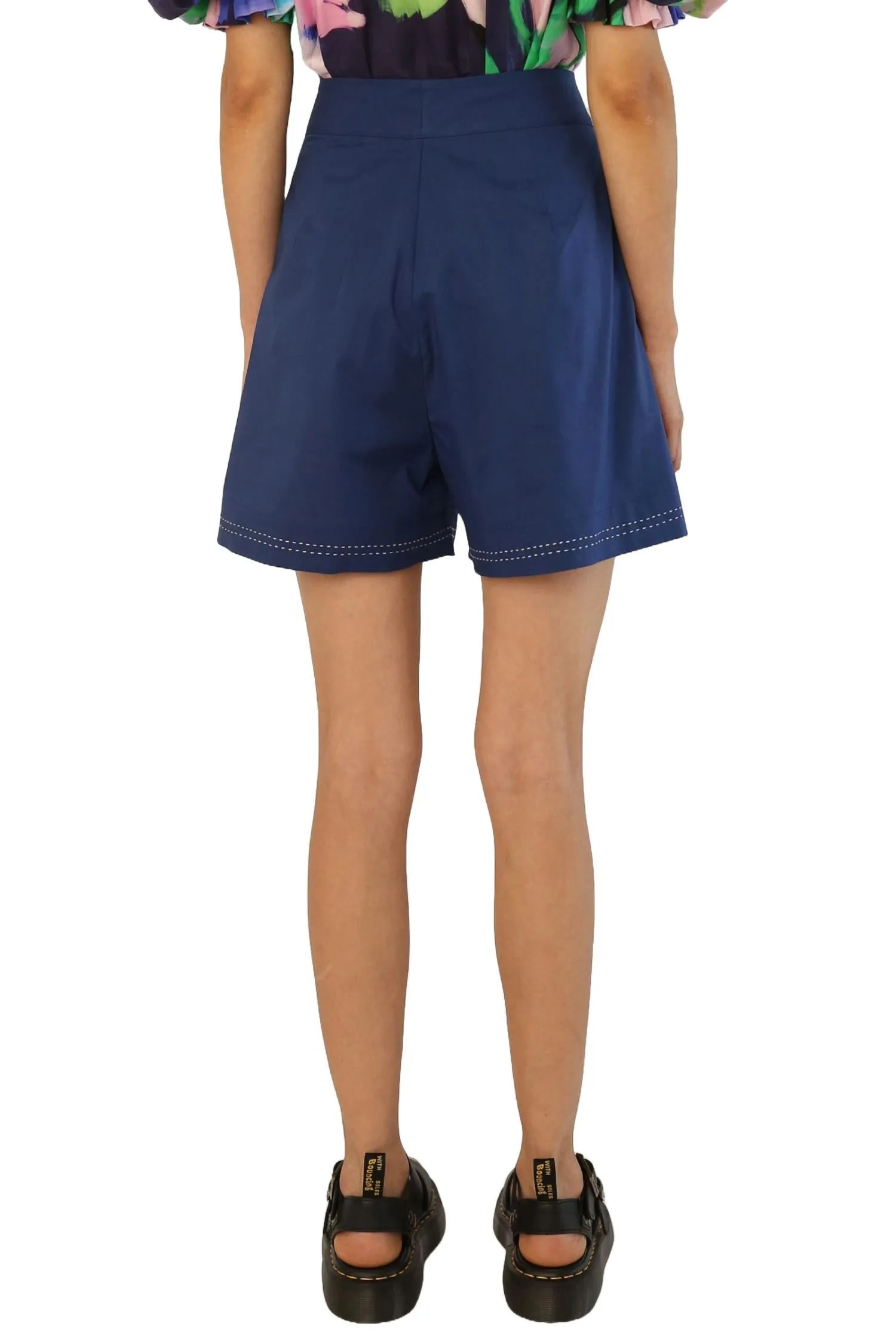 Rancho High Waist Shorts In Navy