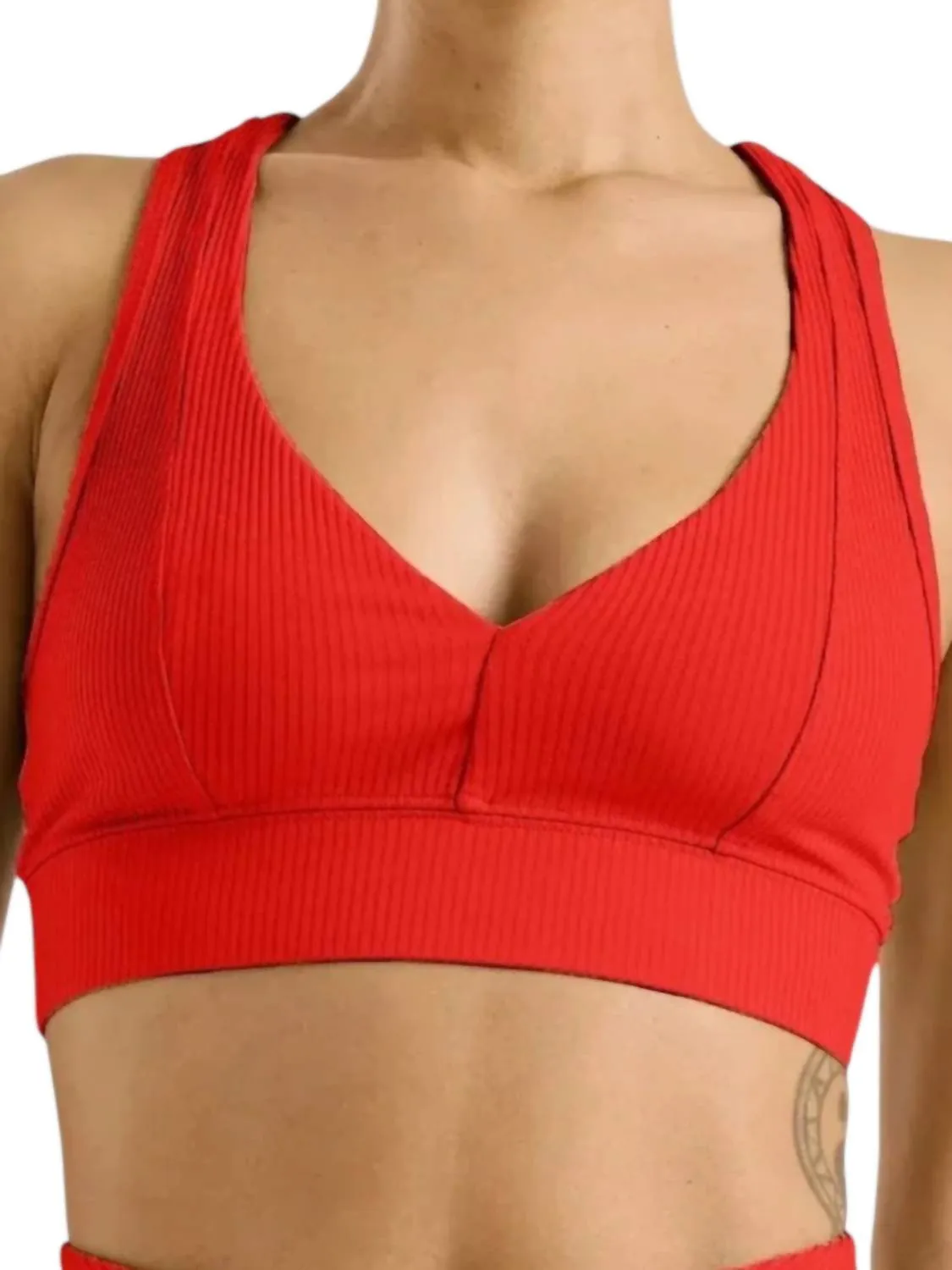 Ribbed Tess Bra In Red