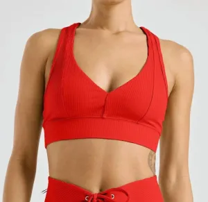Ribbed Tess Bra In Red