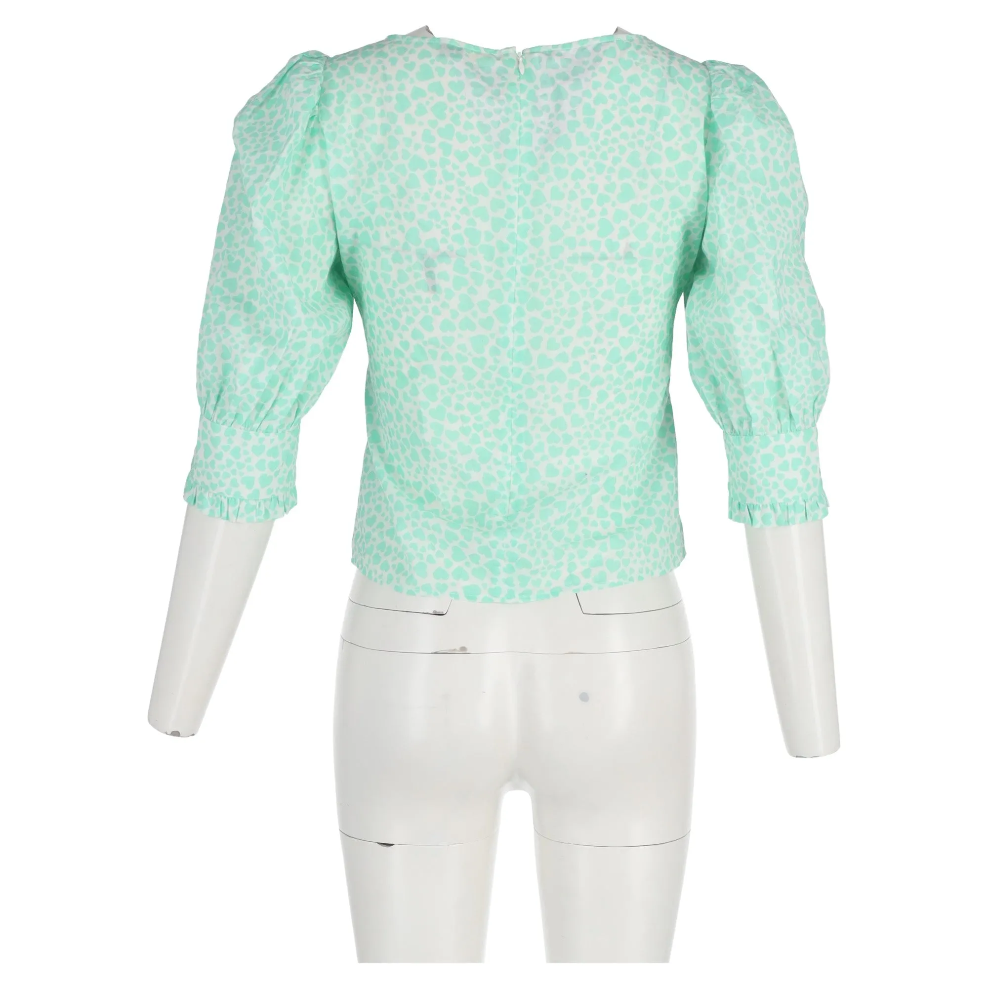 Rixo Emily Scoop Neck Top in Turquoise Cotton