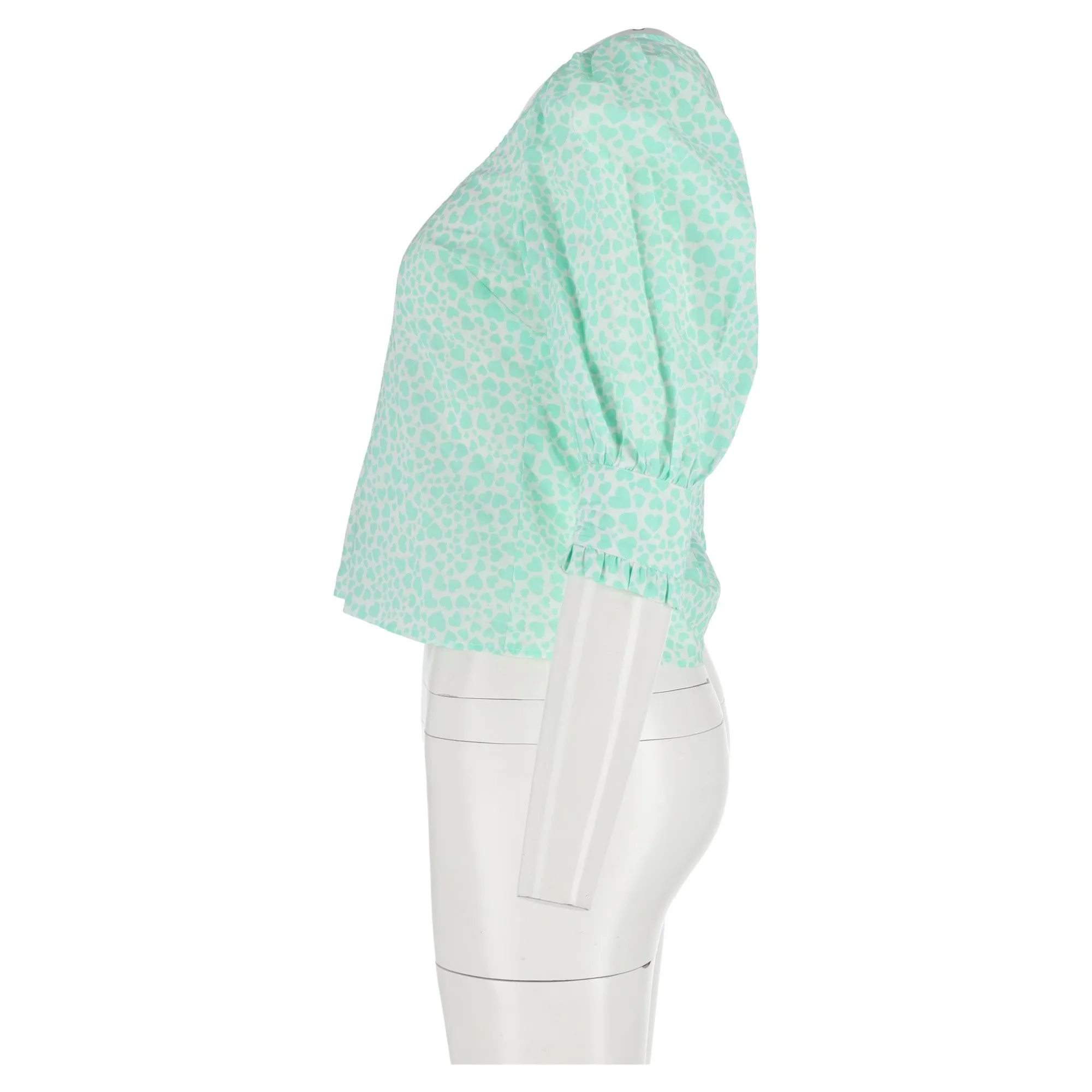 Rixo Emily Scoop Neck Top in Turquoise Cotton