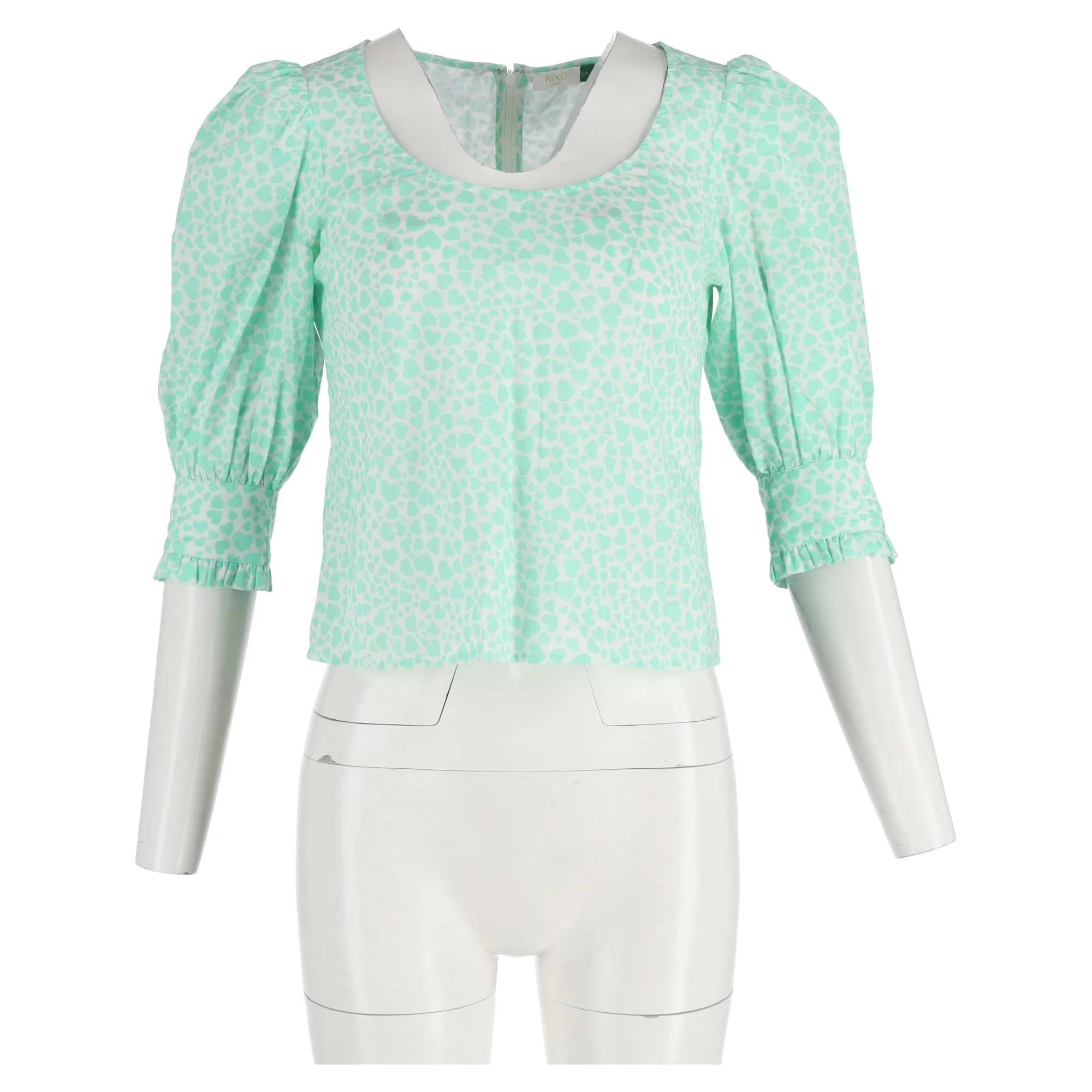 Rixo Emily Scoop Neck Top in Turquoise Cotton