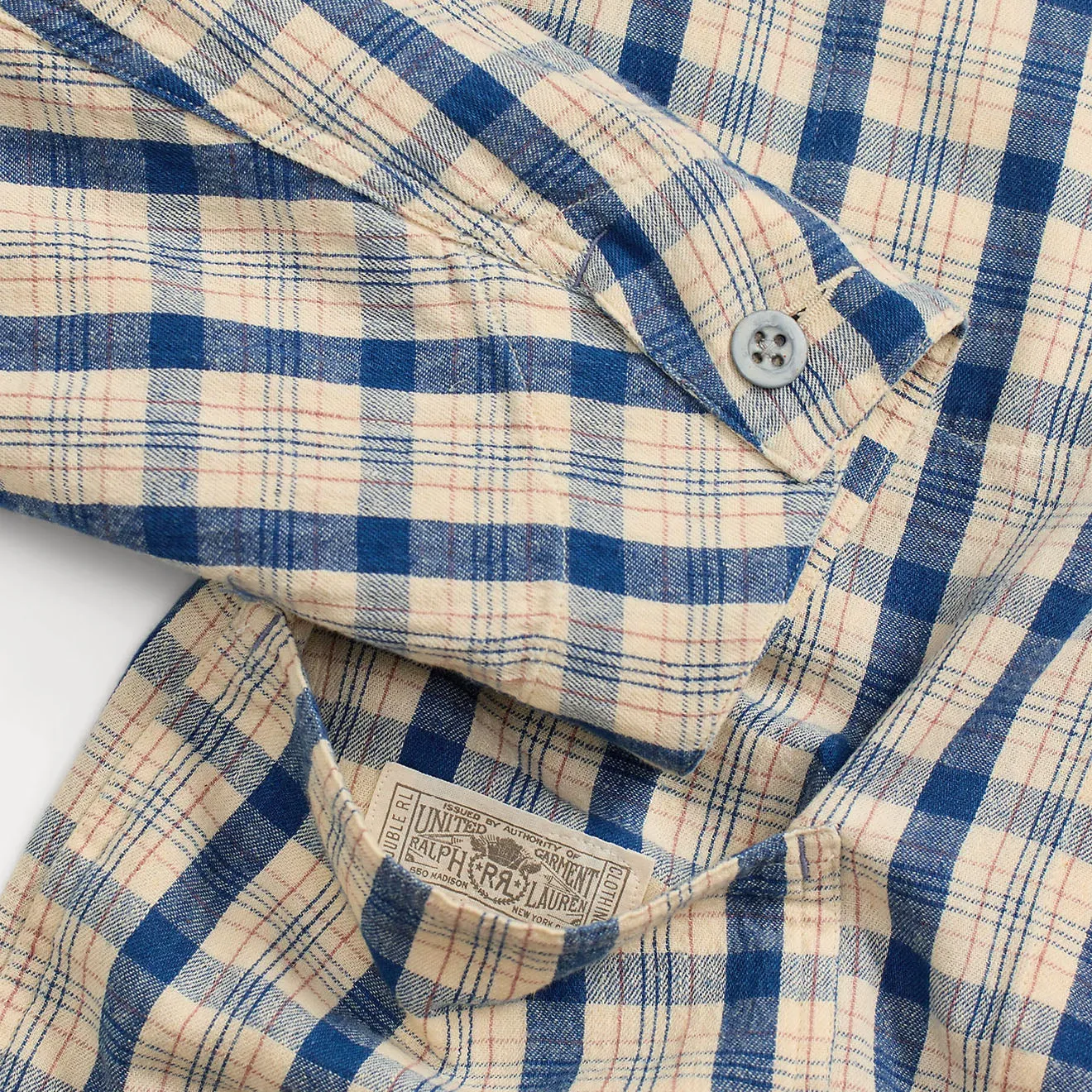 RRL By Ralph Lauren Norfolk Long Sleeve Sport Shirt Indigo Plaid Multi