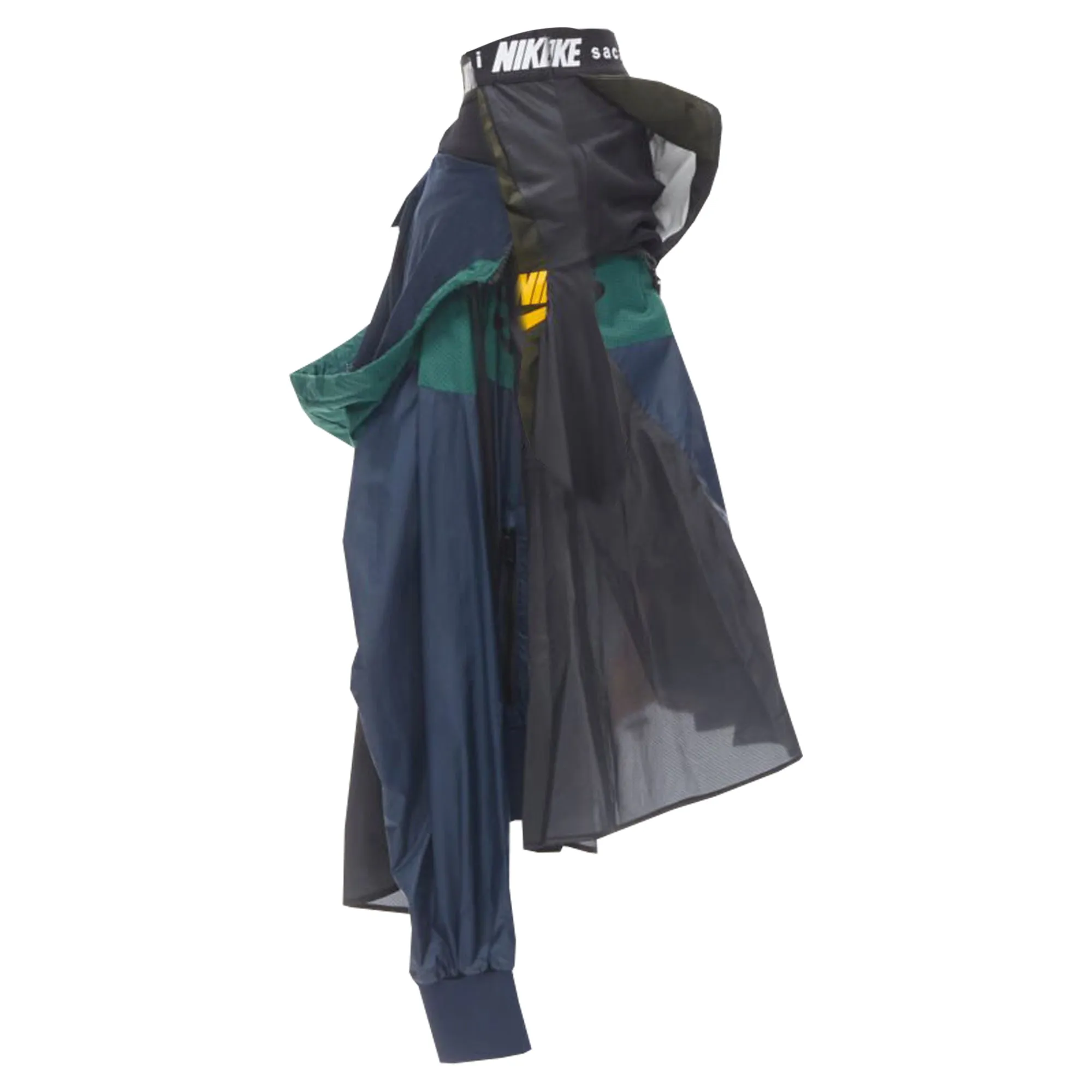 Sacai Nike windbreaker patchwork draped skirt
