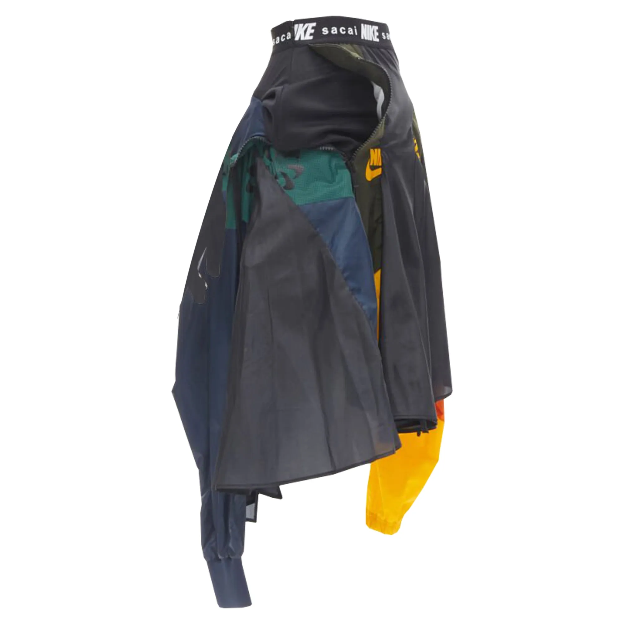 Sacai Nike windbreaker patchwork draped skirt