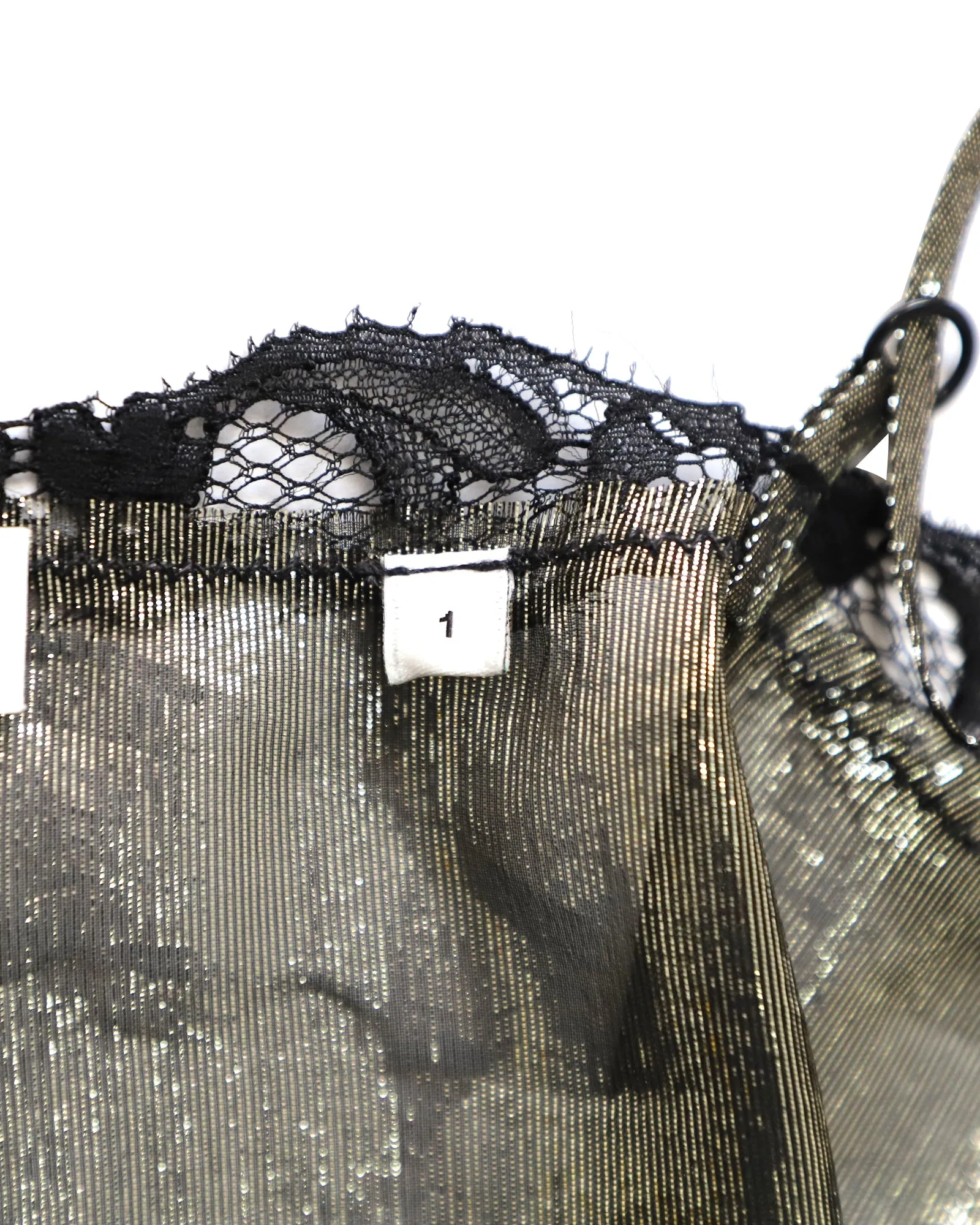 Sandro Lace-Trimmed Tank Top in Metallic Silver Silk