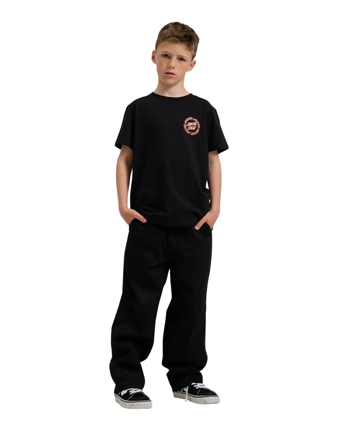 Santa Cruz Boys Flame Ringed T-Shirt in Black