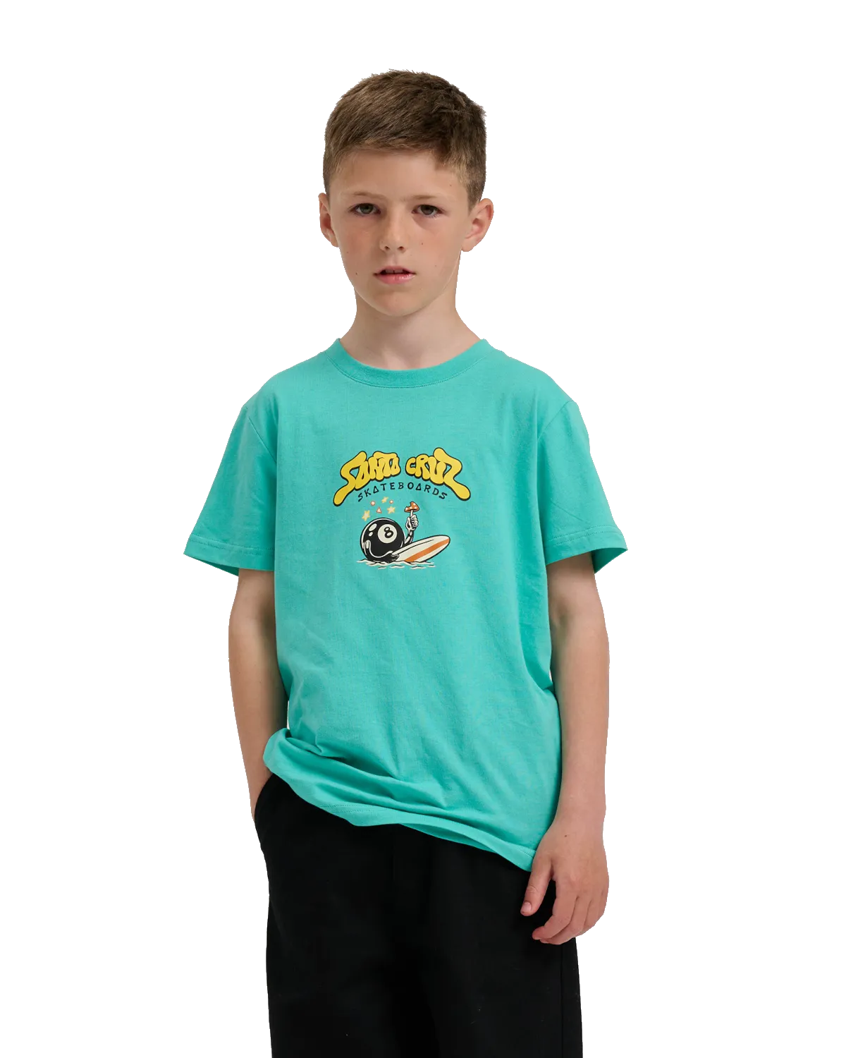 Santa Cruz Boys Winkowski 8Baller T-Shirt in Pool Blue