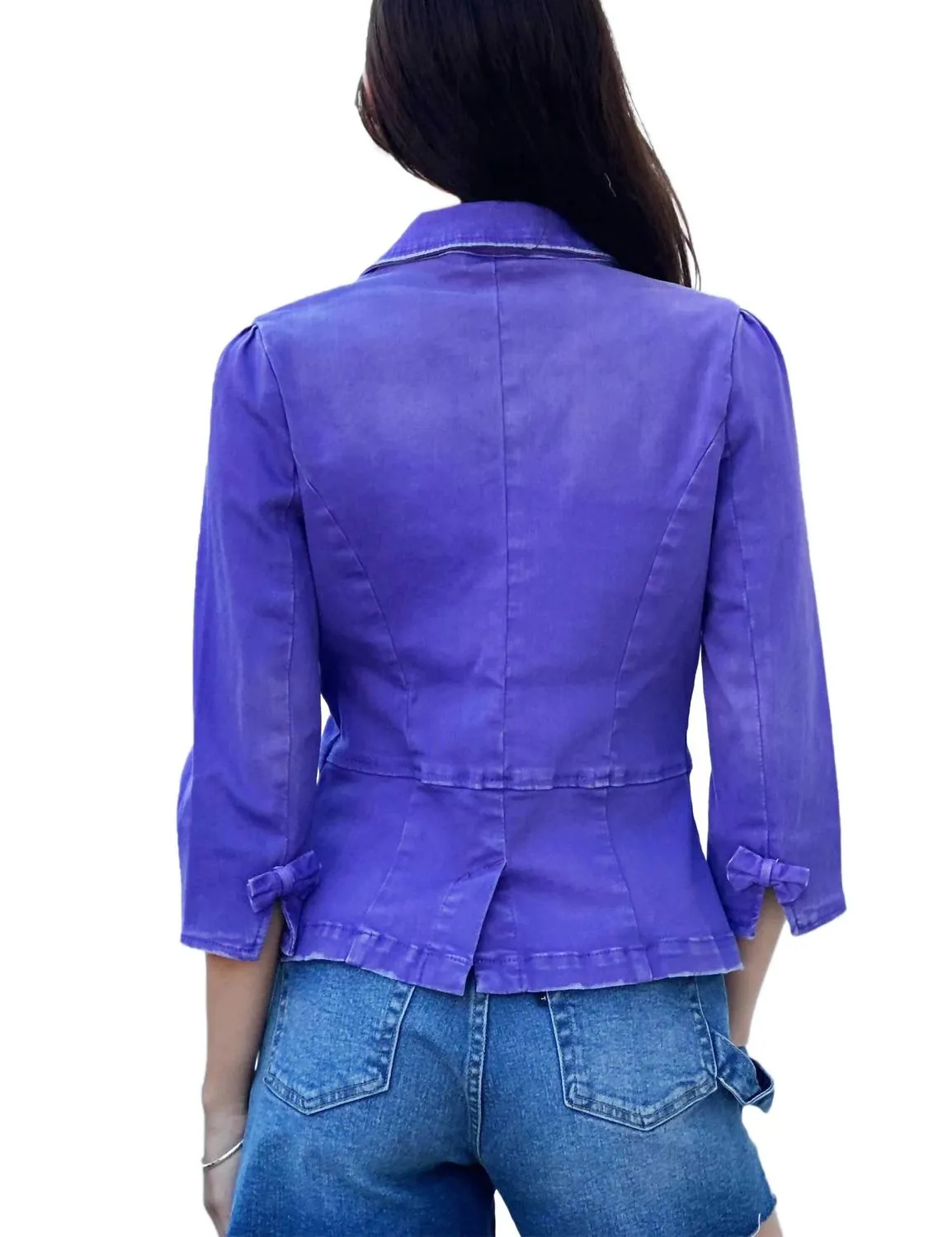 School Boy Denim Blazer In Washed Purple Gem