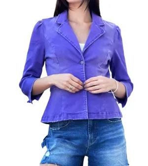 School Boy Denim Blazer In Washed Purple Gem
