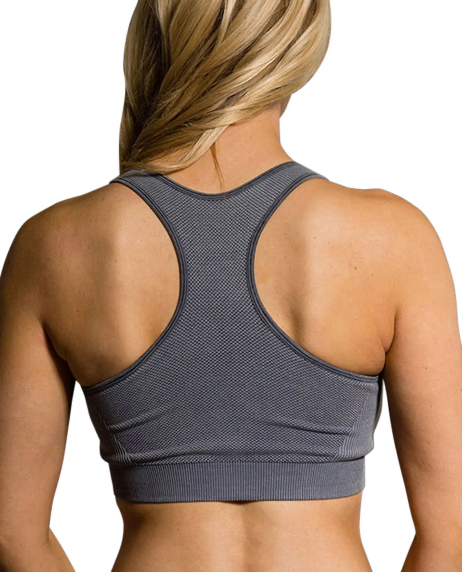 Seamless Stonewash Low Impact Sports Bra In Grey