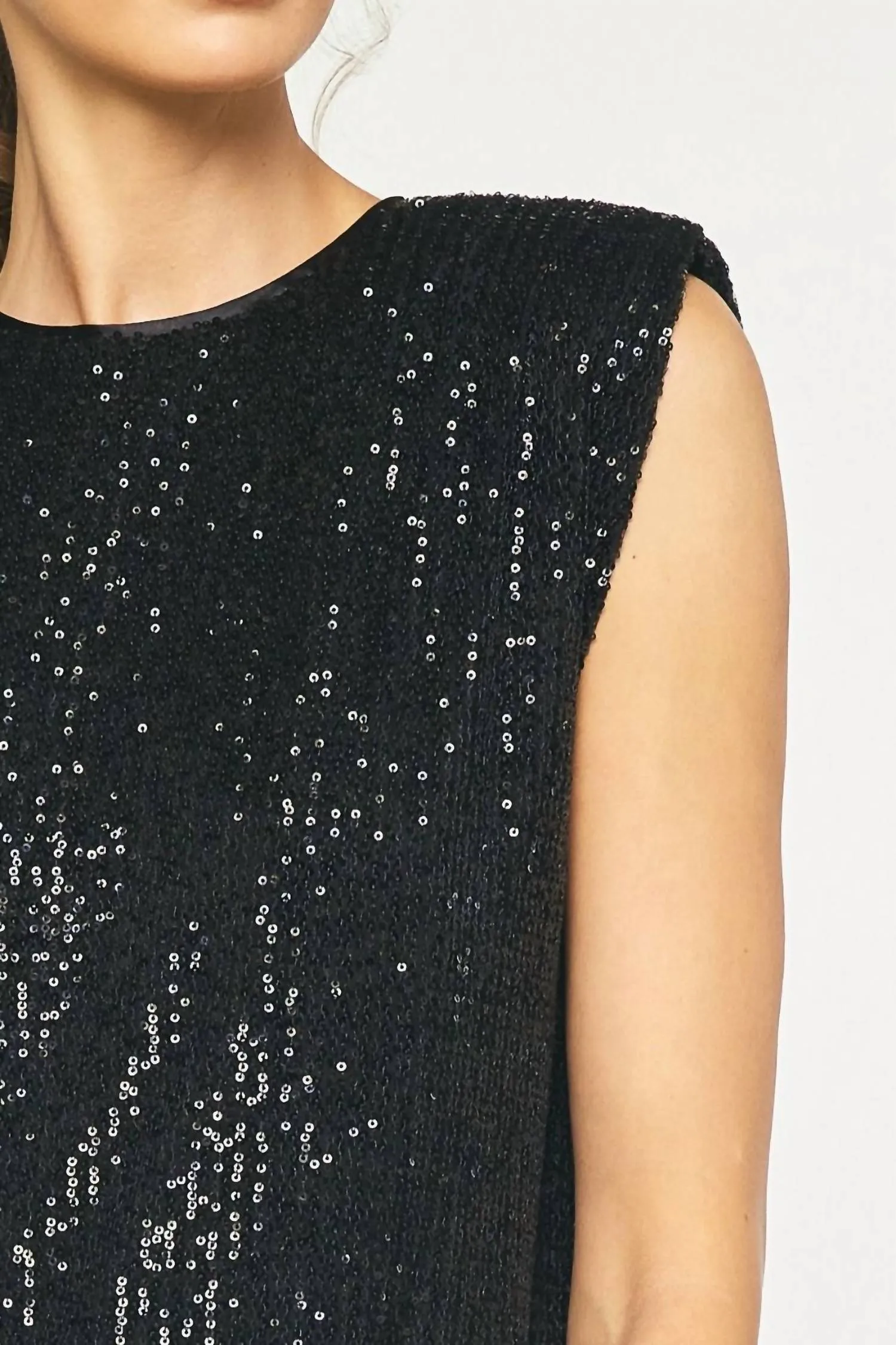 Sequin Sleeveless Top In Black