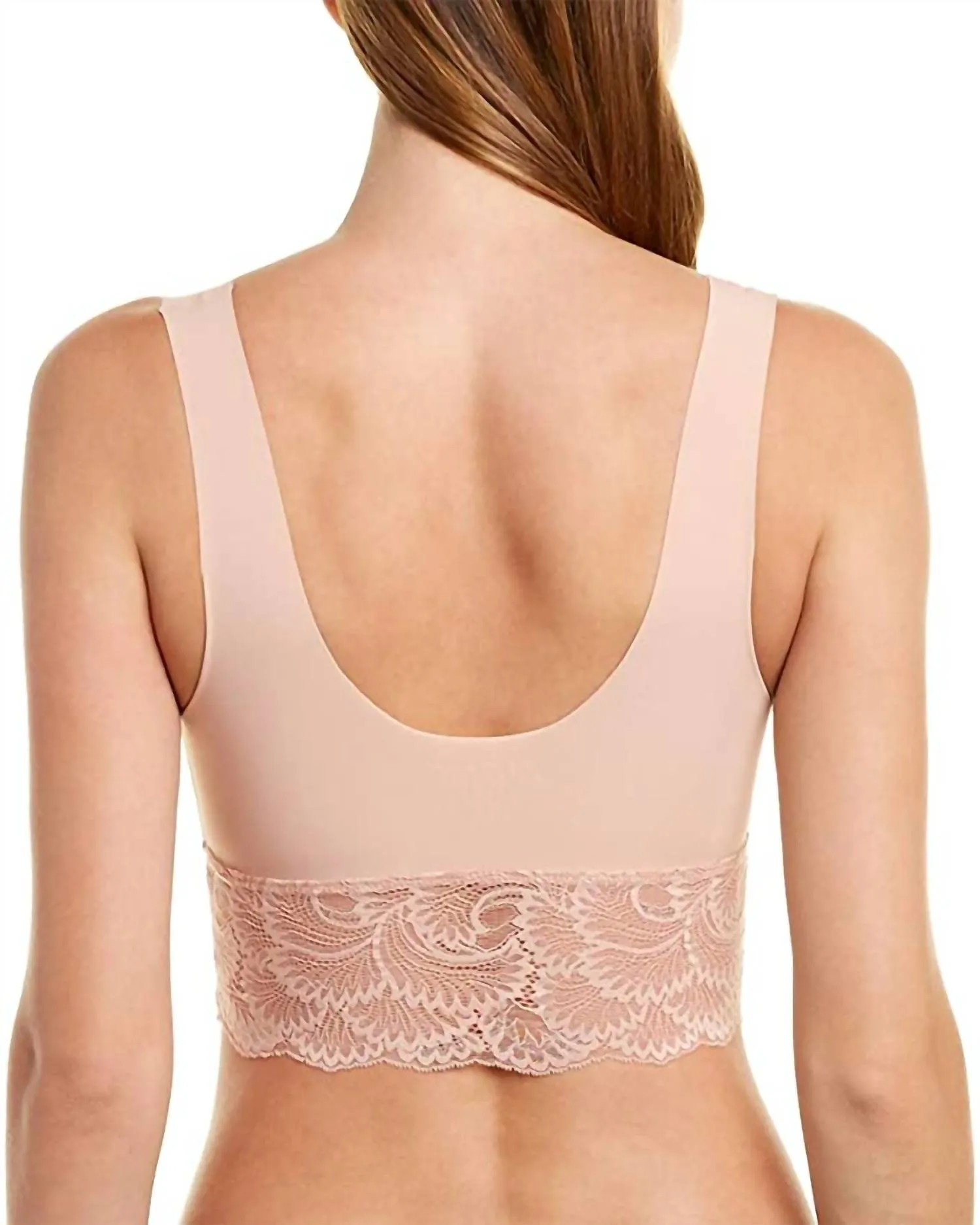Sexy And Smooth Lace Trim Longline Bralette In Rose