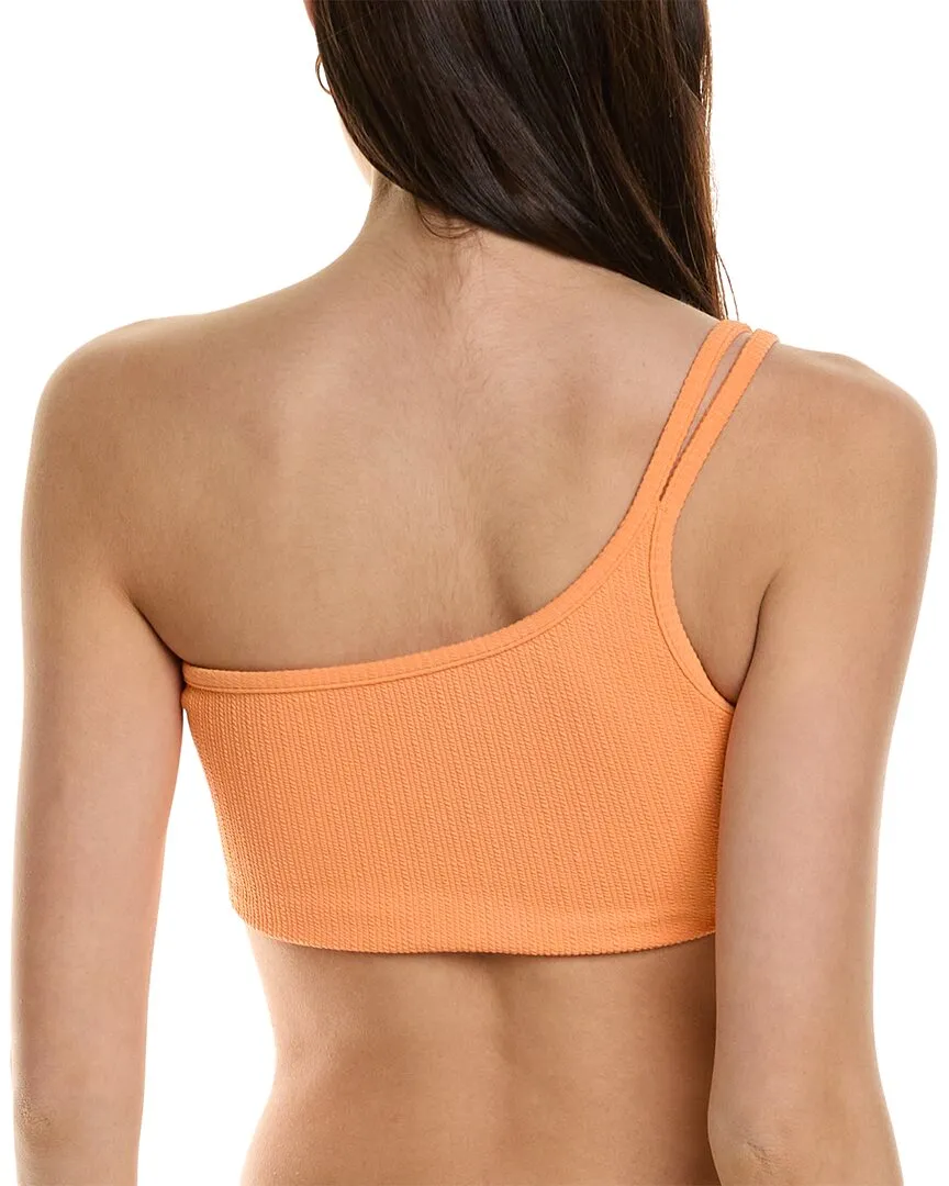 SIMKHAI Umi Textured One-Shoulder Strappy Bikini Top