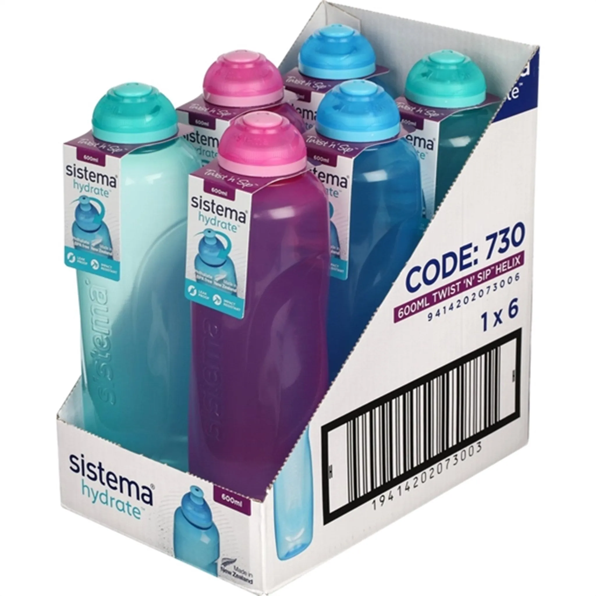 Sistema Twist 'n' Sip Helix Water Bottle 600 ml Teal Babykids_Sistema