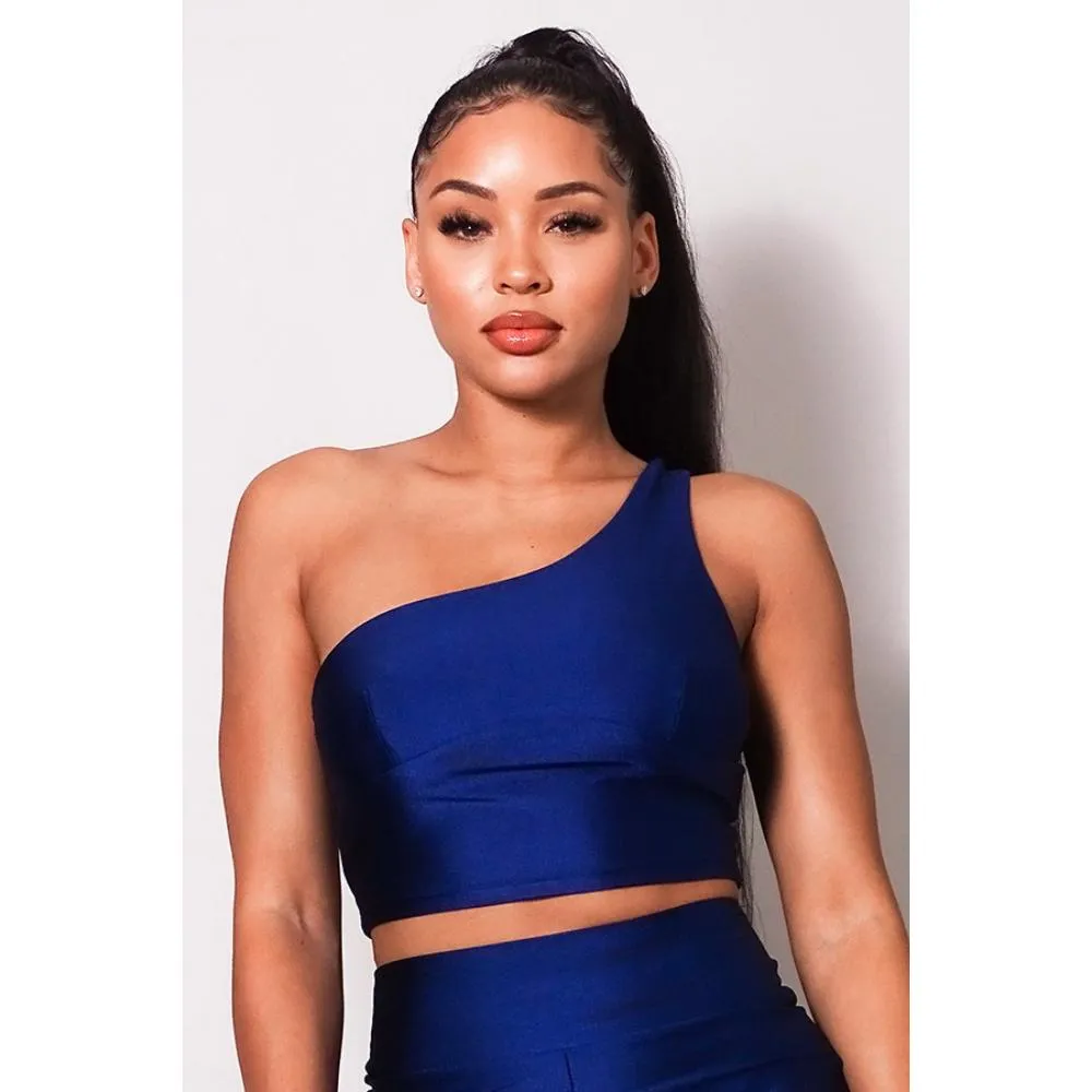 Sleeveless One Shoulder Bustier Crop Top