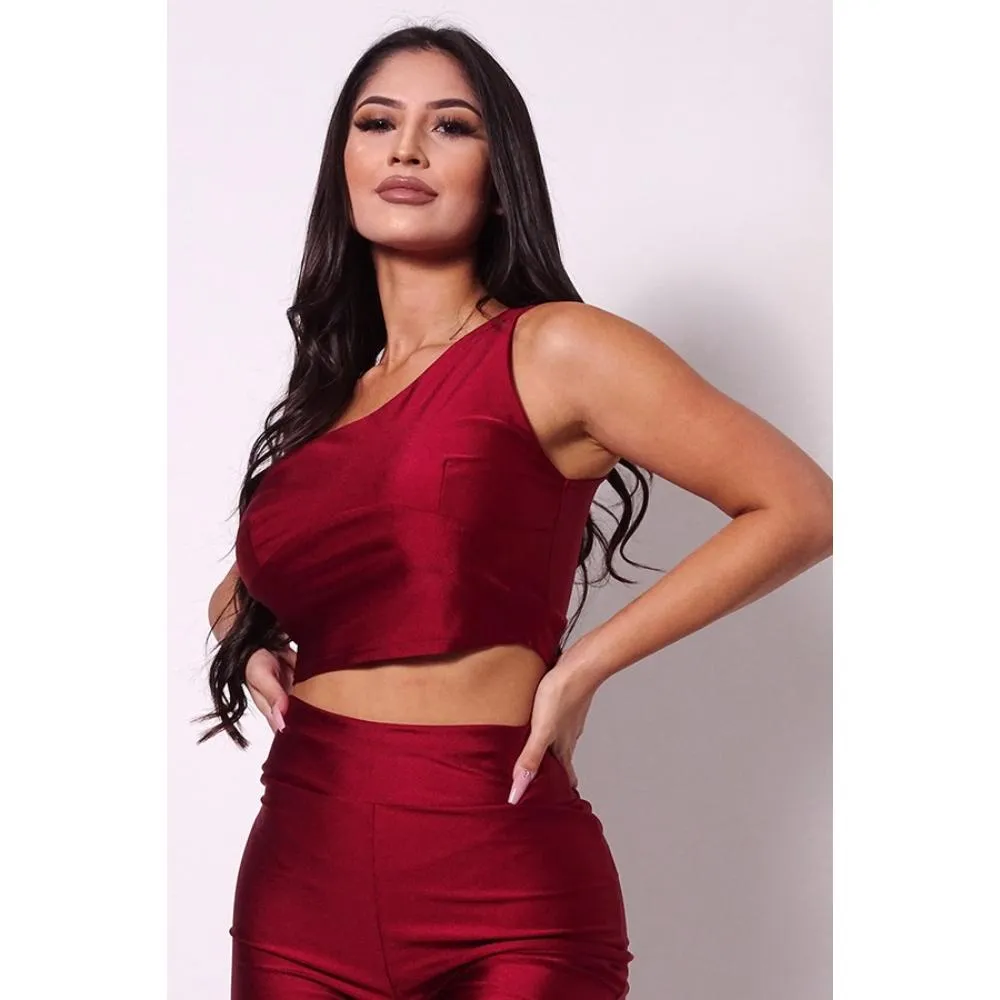 Sleeveless One Shoulder Bustier Crop Top