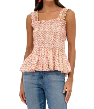 Smocked Tank Top In Sonoma Orange