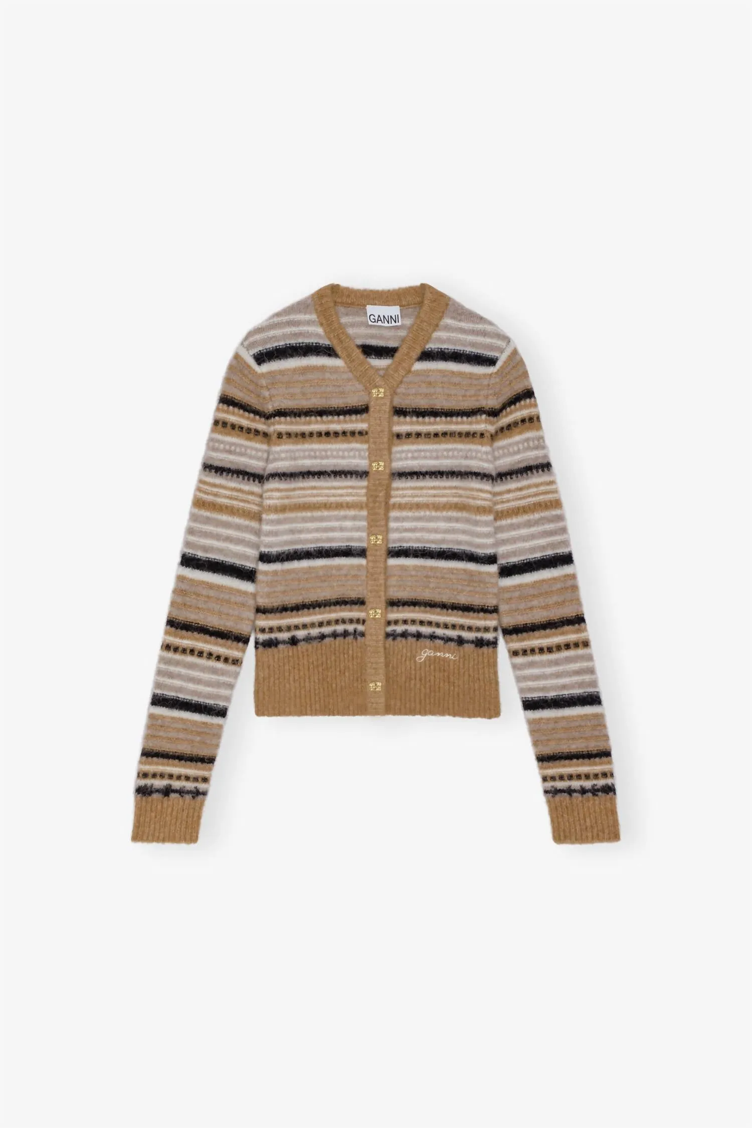 Soft Wool Stripe Cardigan In Tiger's Eye